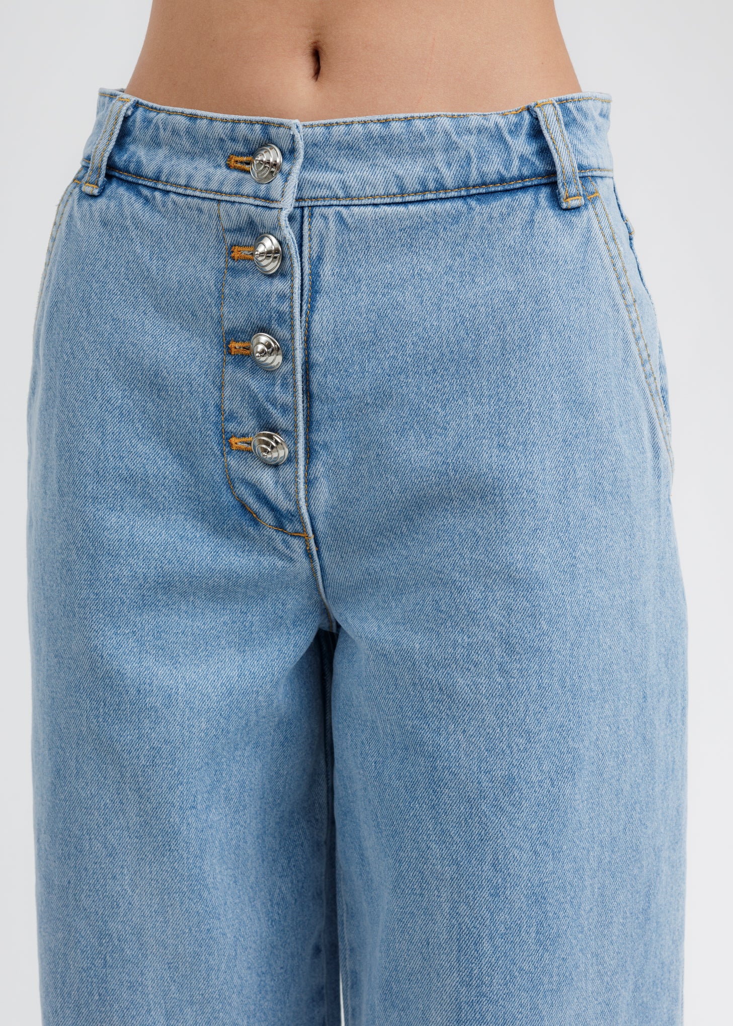 Blue Wide Denim Pants - Image 3