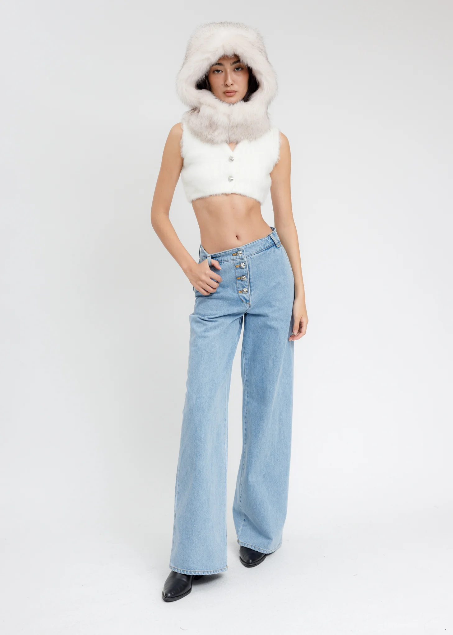 Blue Wide Denim Pants - Image 5