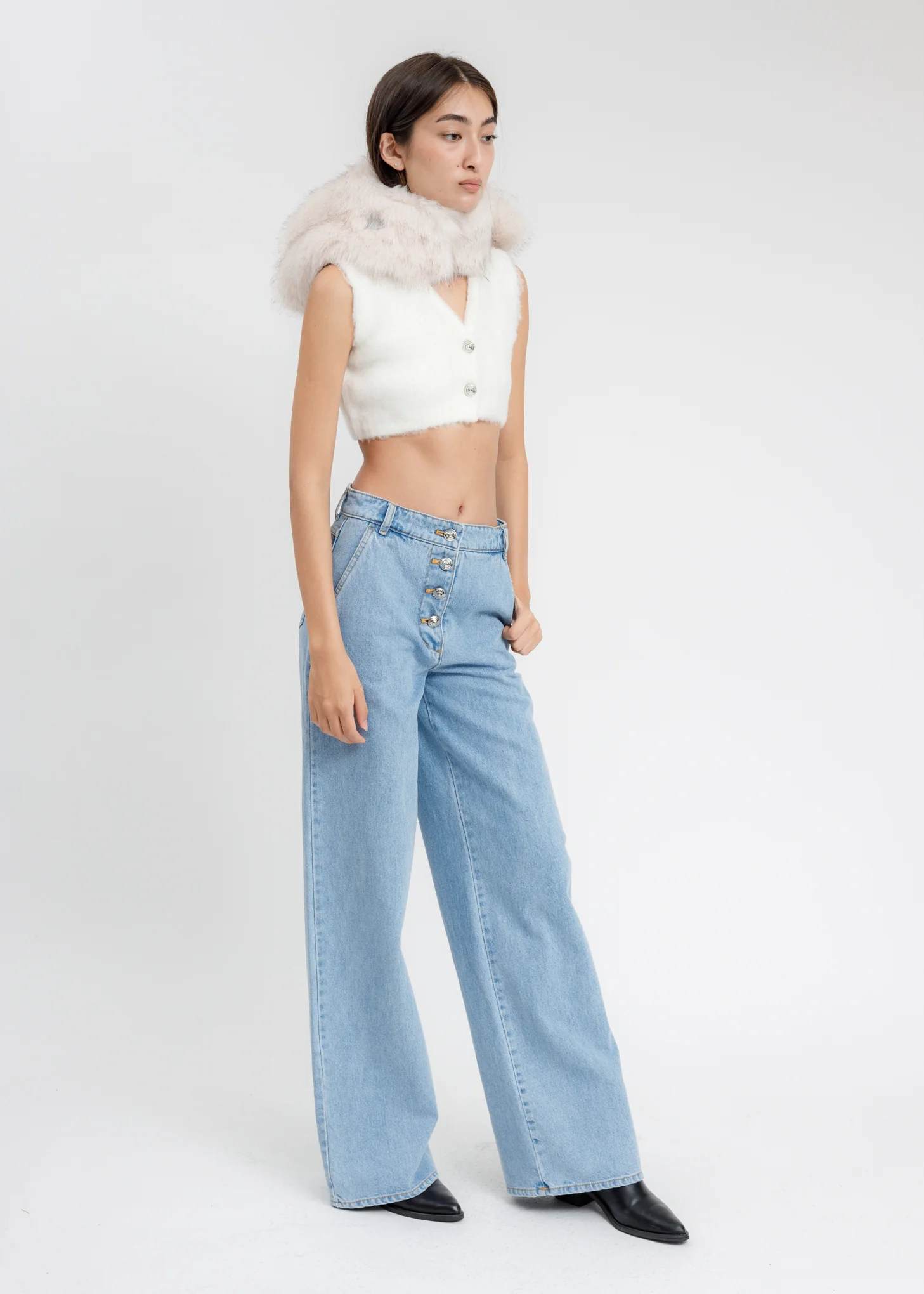 Blue Wide Denim Pants - Image 7