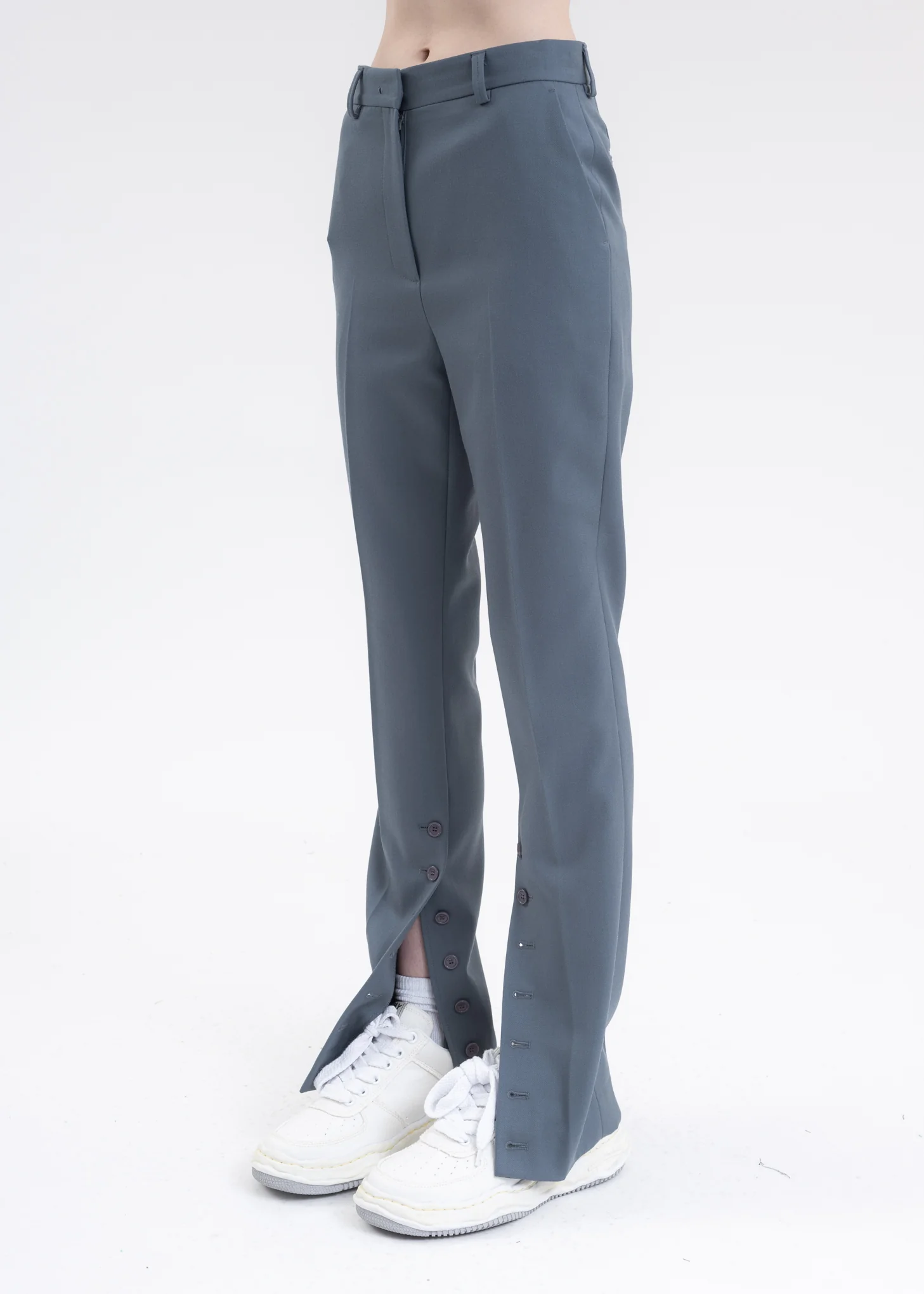 Blue Wool Slit Trousers - Image 2