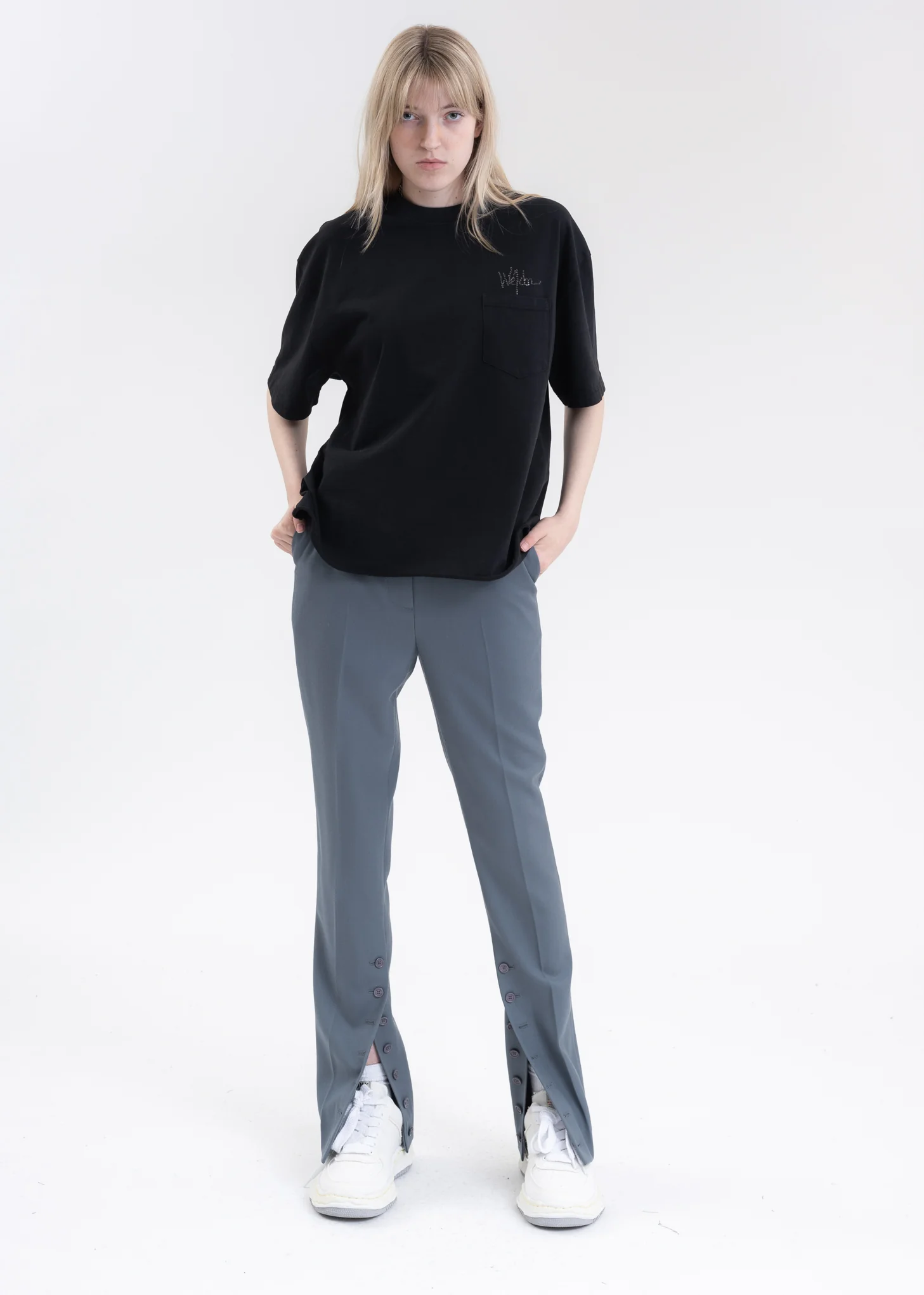 Blue Wool Slit Trousers - Image 5