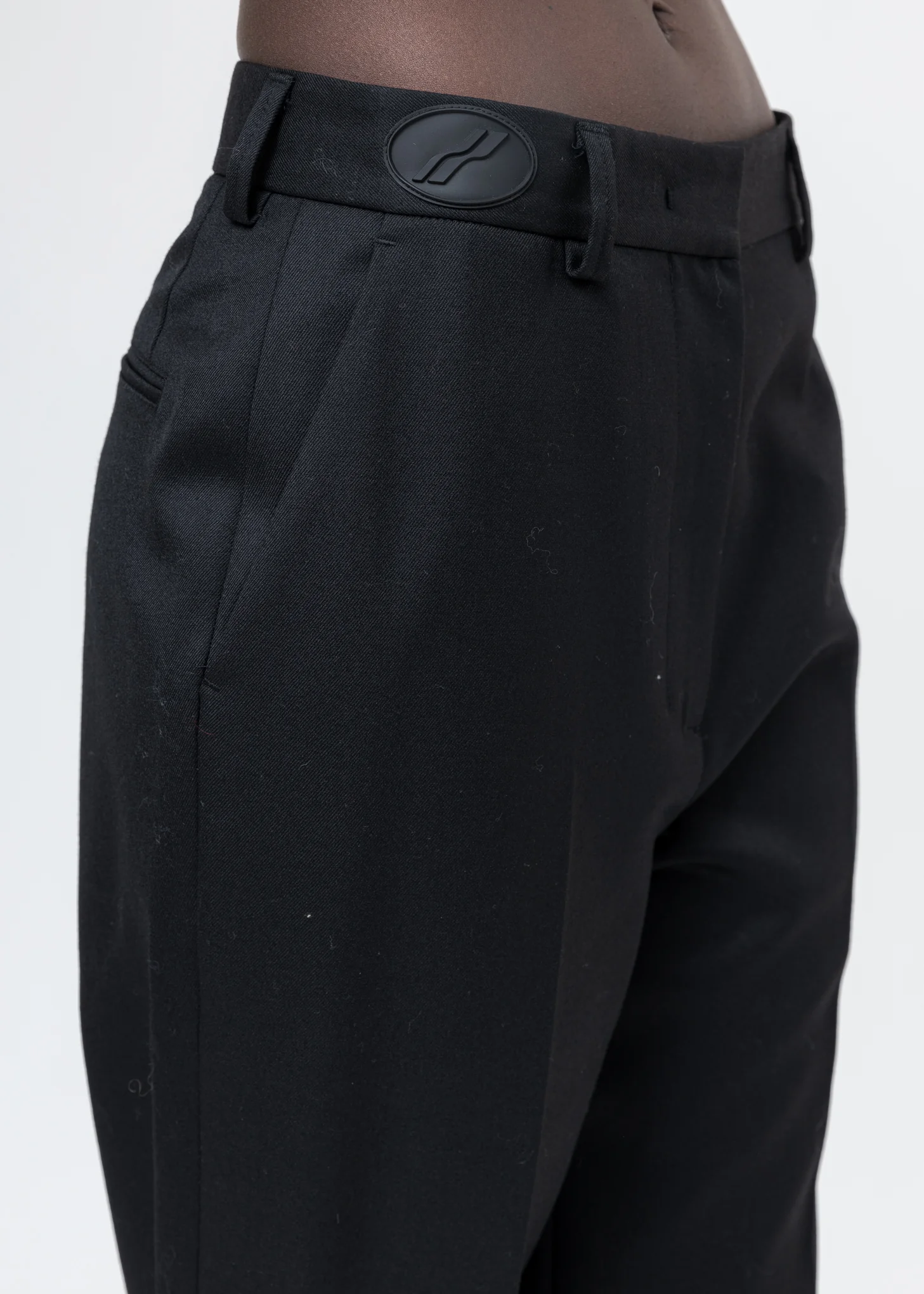 Black Wool Slit Trousers - Image 6