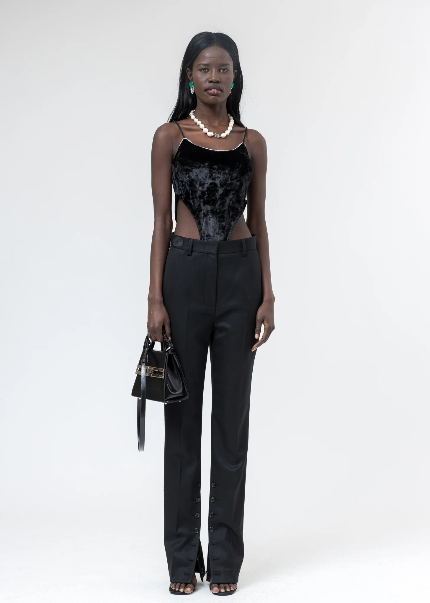 Black Wool Slit Trousers - Image 7