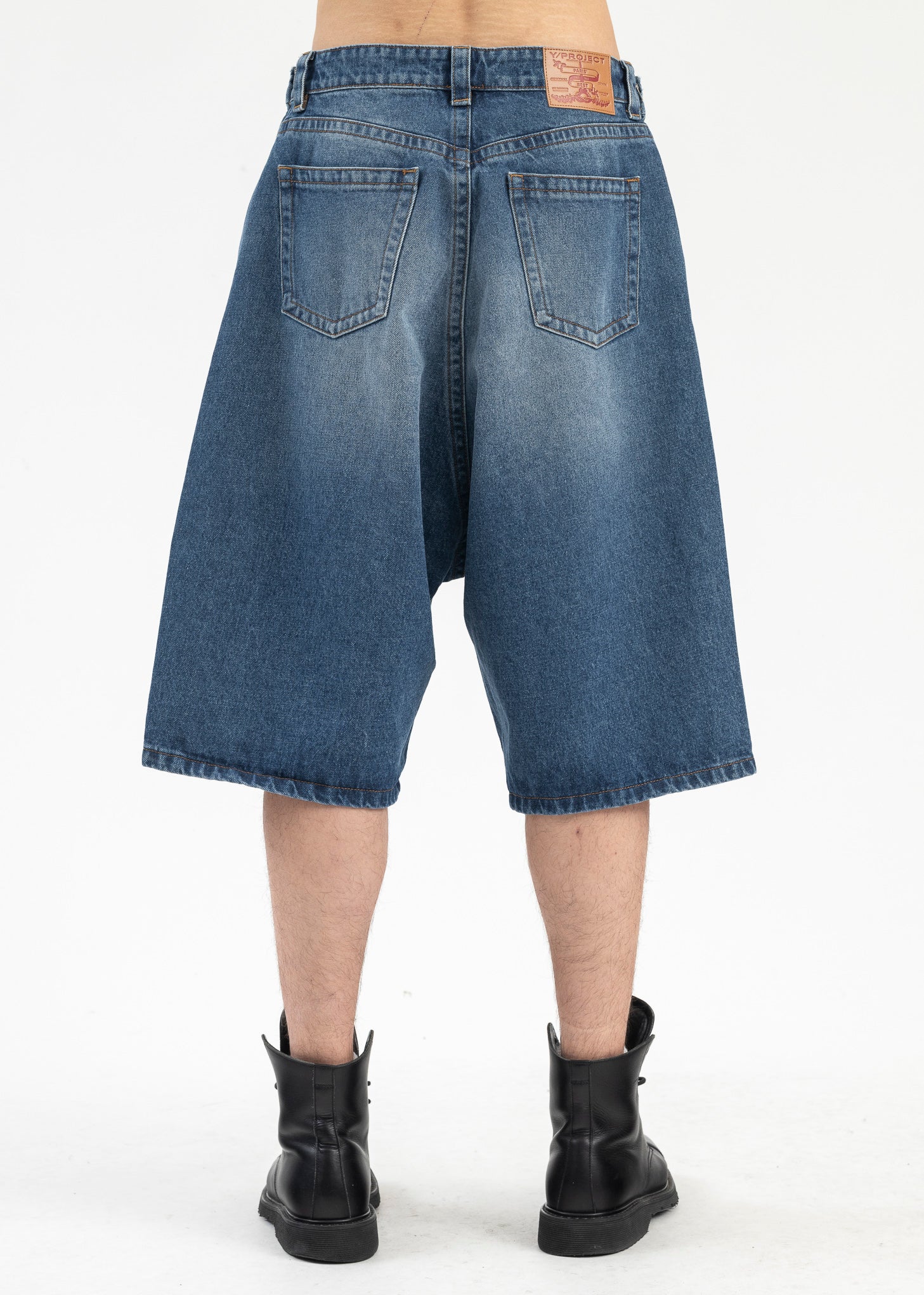 BLUE/ YELLOW SPRAY SOUFFLE DENIM SHORTS - Image 3
