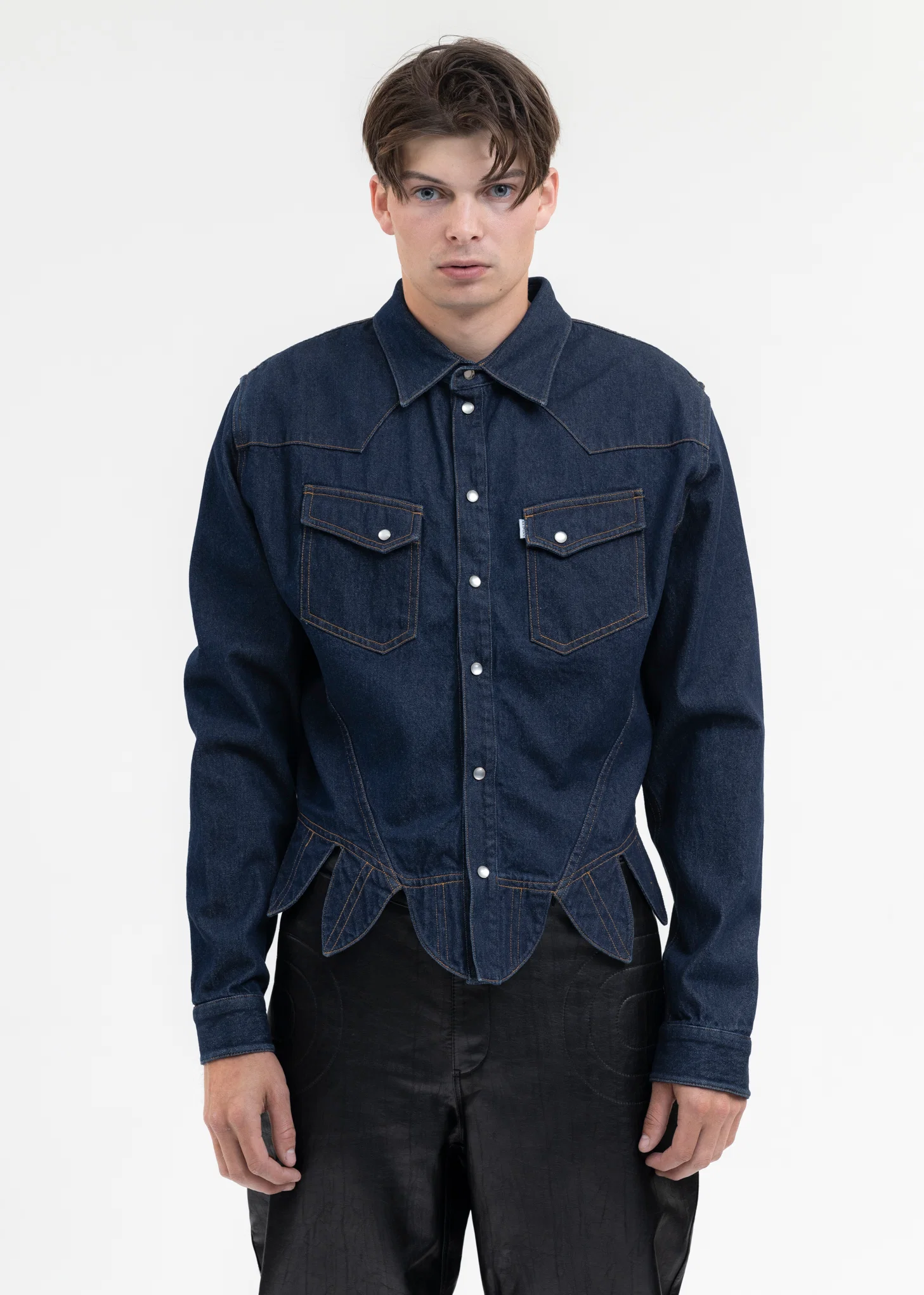 WASHED BLUE CORSET DENIM SHIRTS