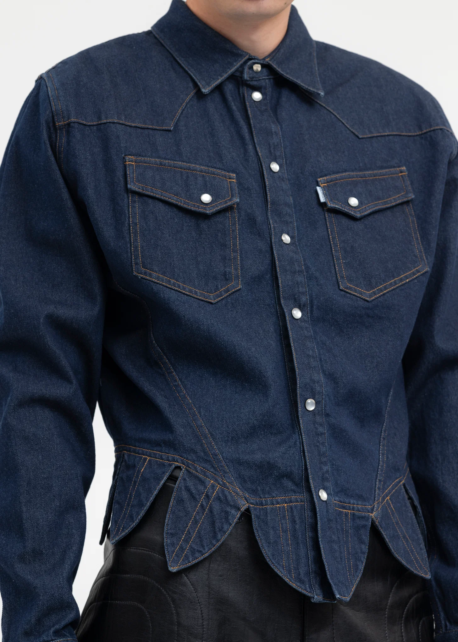 WASHED BLUE CORSET DENIM SHIRTS - Image 4