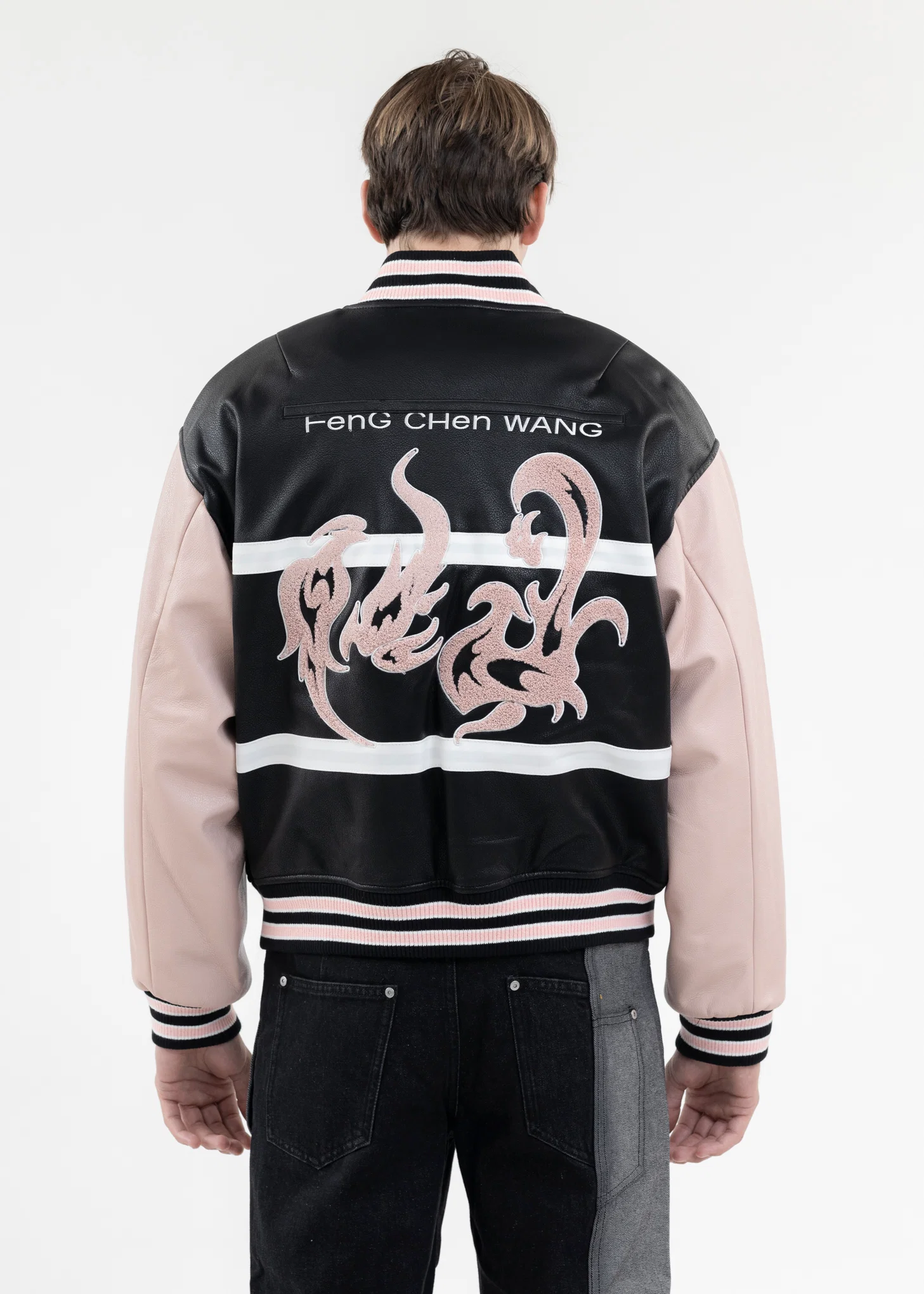 BLACK AND PINK BOMBER JACKET WITH PHOENIX EMBROIDERY - Image 2