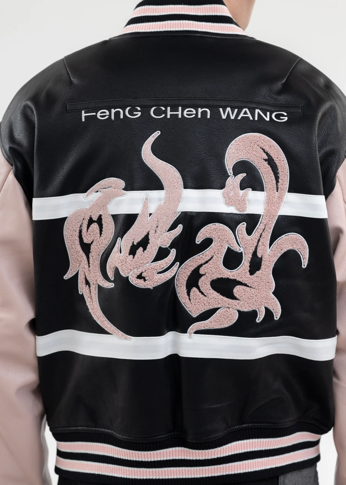 BLACK AND PINK BOMBER JACKET WITH PHOENIX EMBROIDERY - Image 4