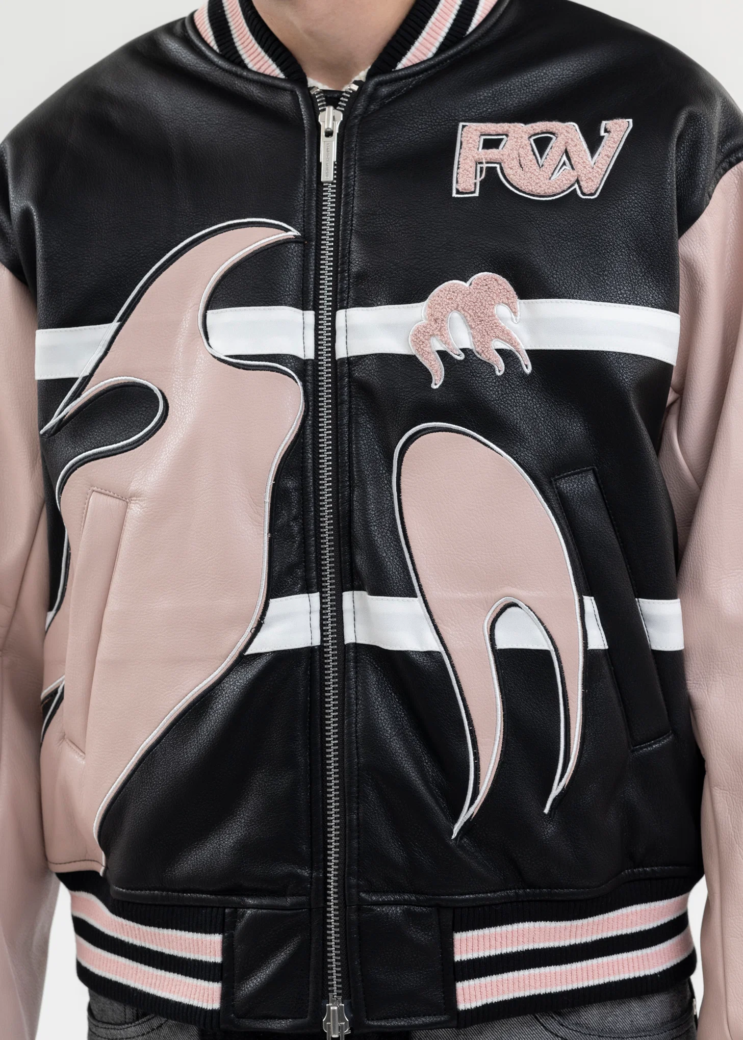 BLACK AND PINK BOMBER JACKET WITH PHOENIX EMBROIDERY - Image 5