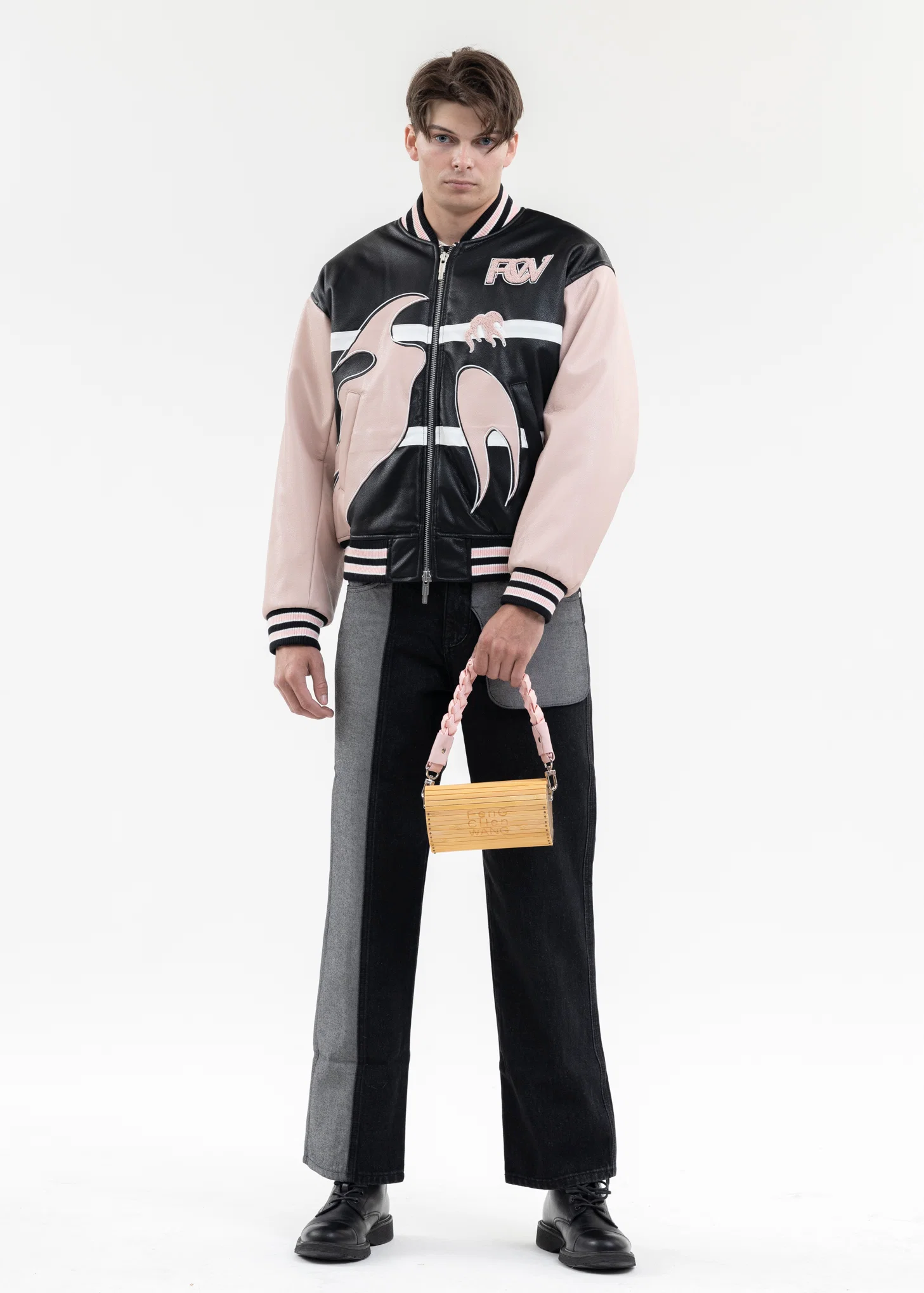BLACK AND PINK BOMBER JACKET WITH PHOENIX EMBROIDERY - Image 6
