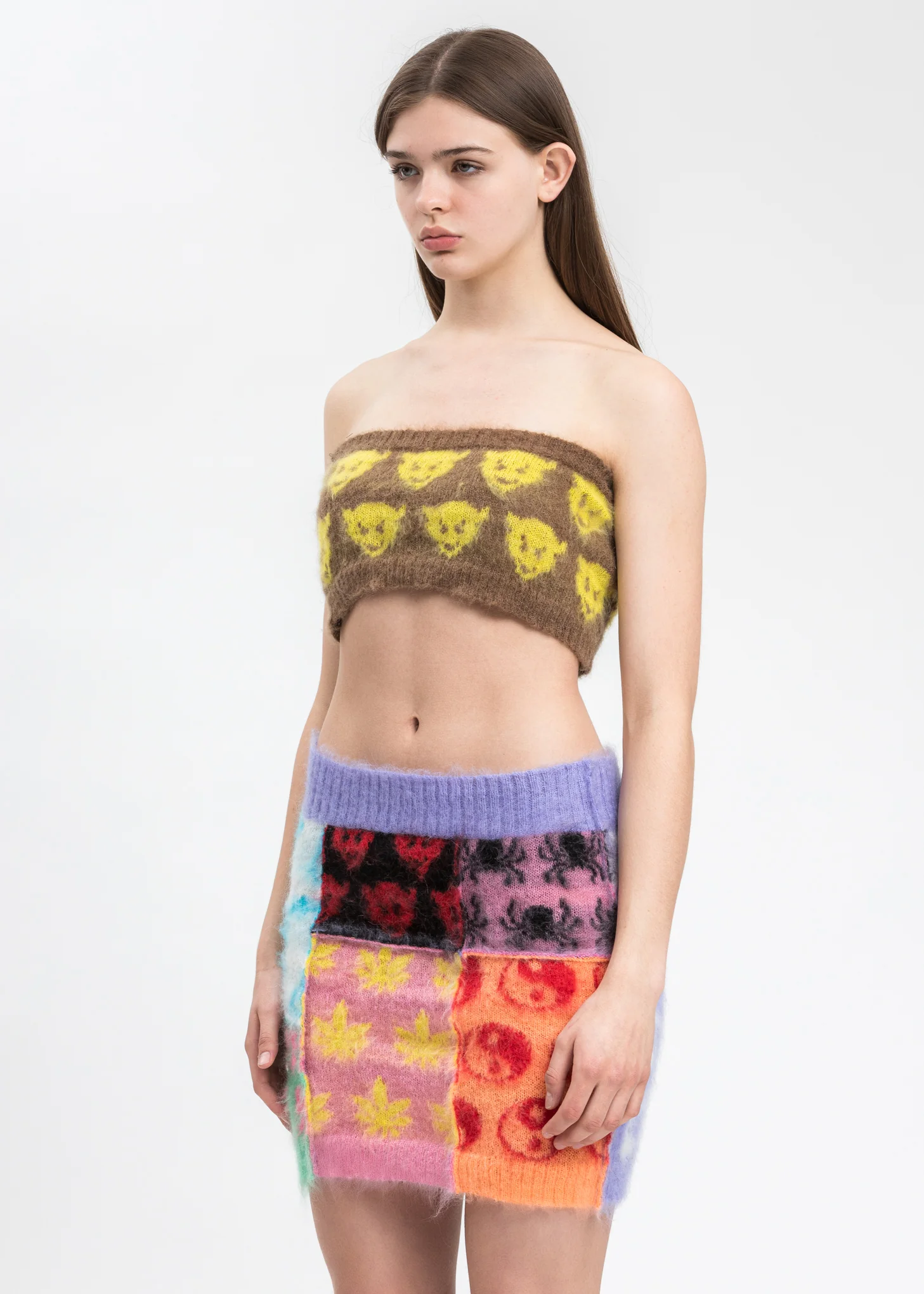 Brown And Yellow Mohair Devil Tube Bra - Image 3