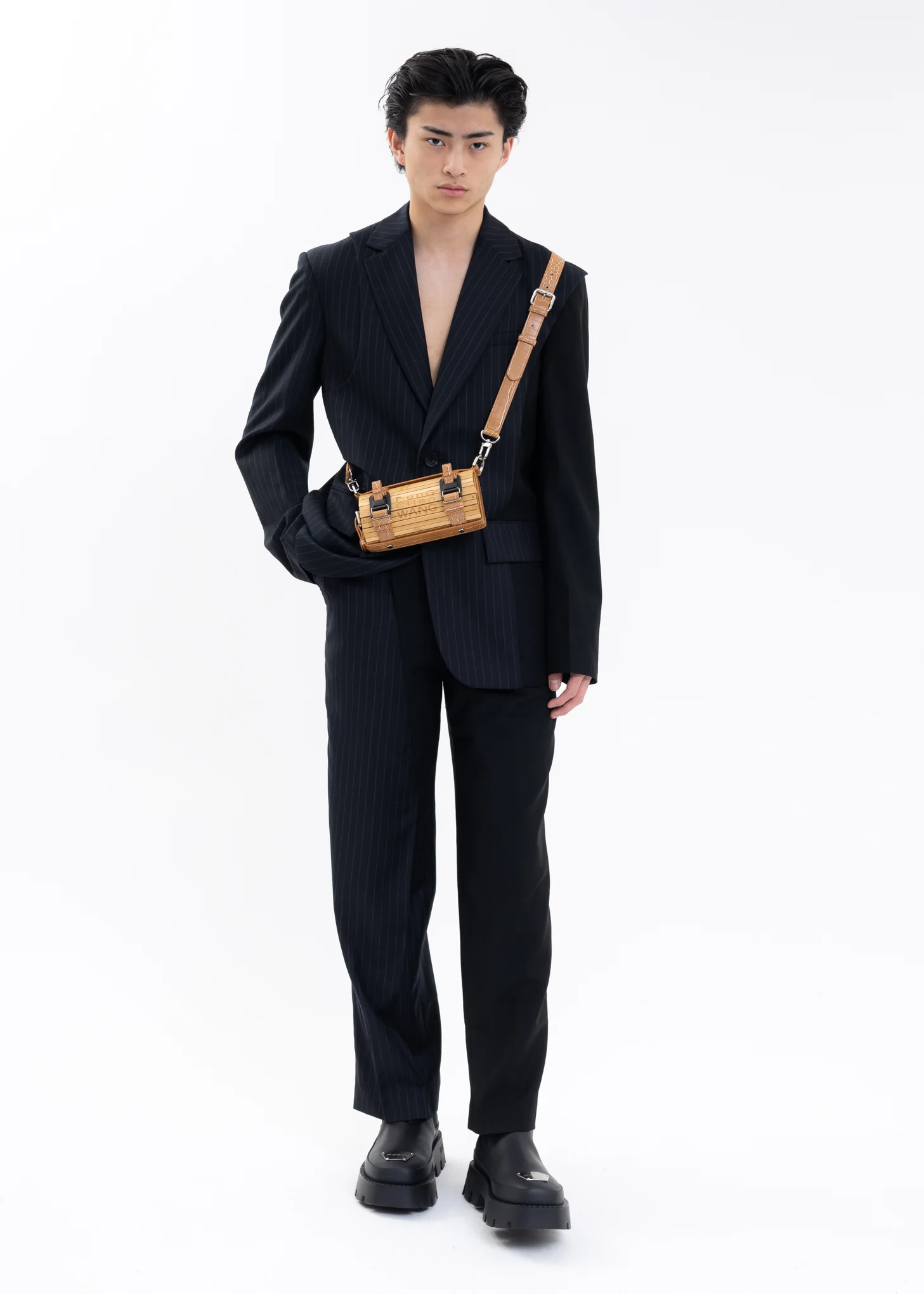 Brown Croco Bamboo Bag - Image 4