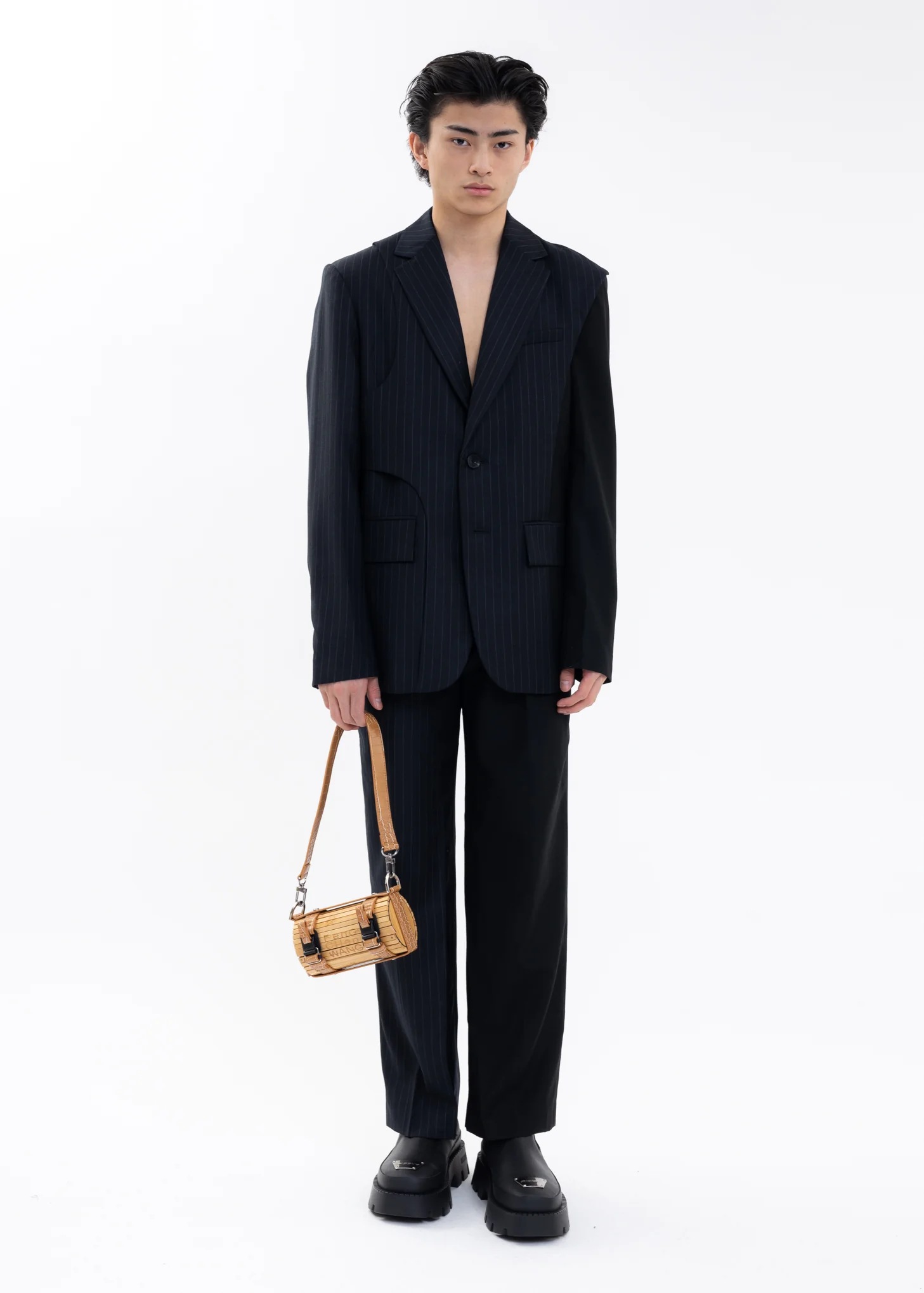 Brown Croco Bamboo Bag - Image 5