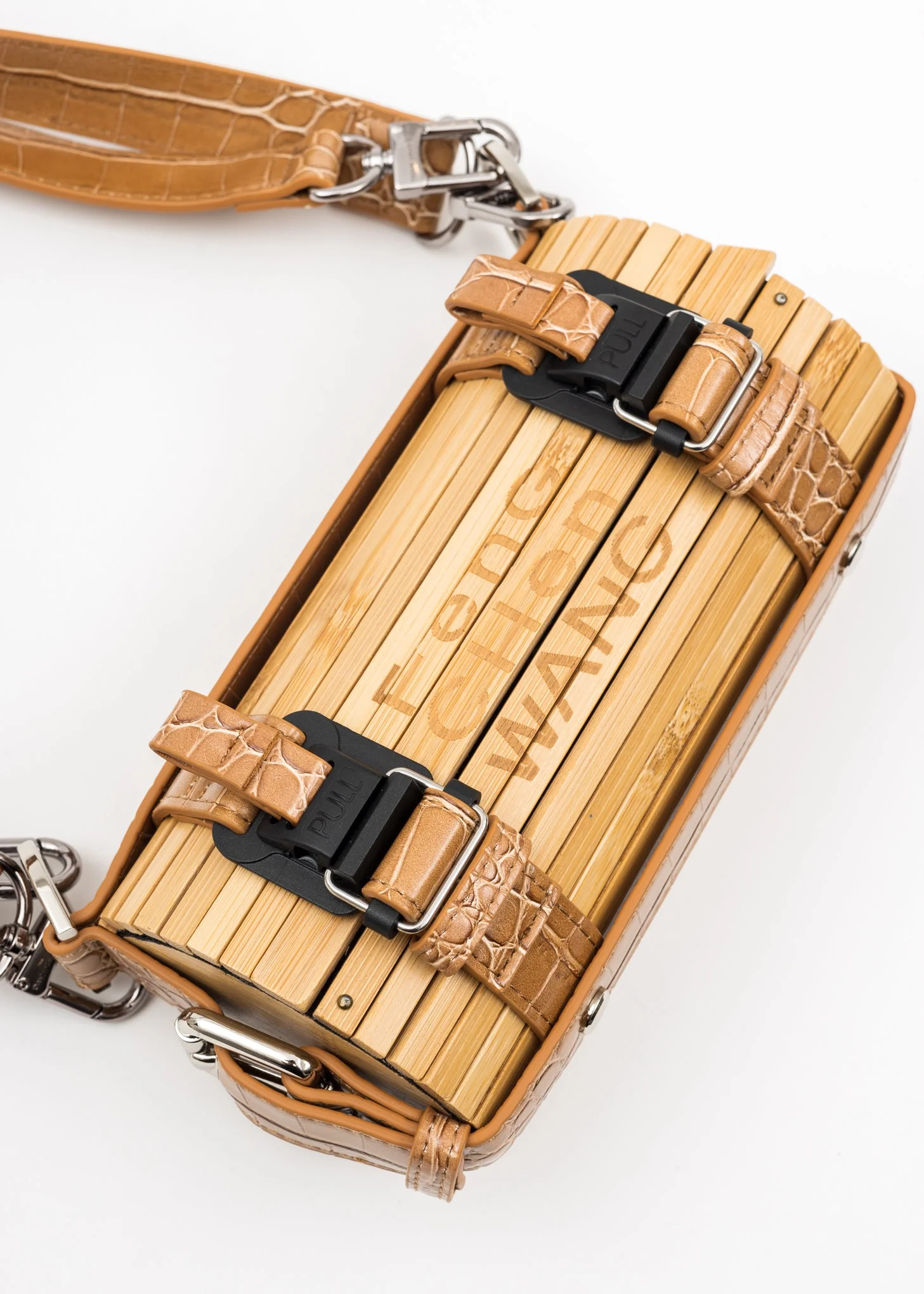 Brown Croco Bamboo Bag - Image 6