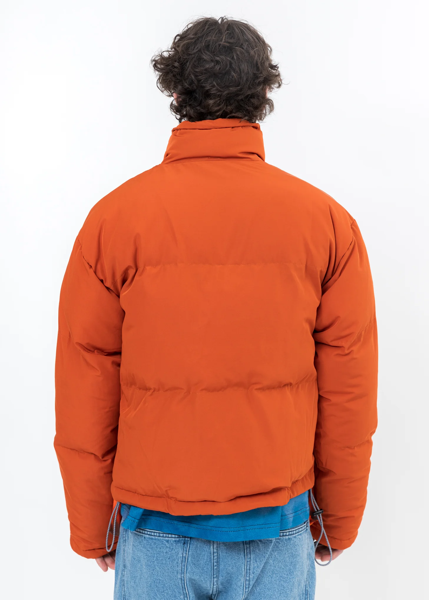 Brown Down Jacket With SUNSET Print Pockets - Image 5