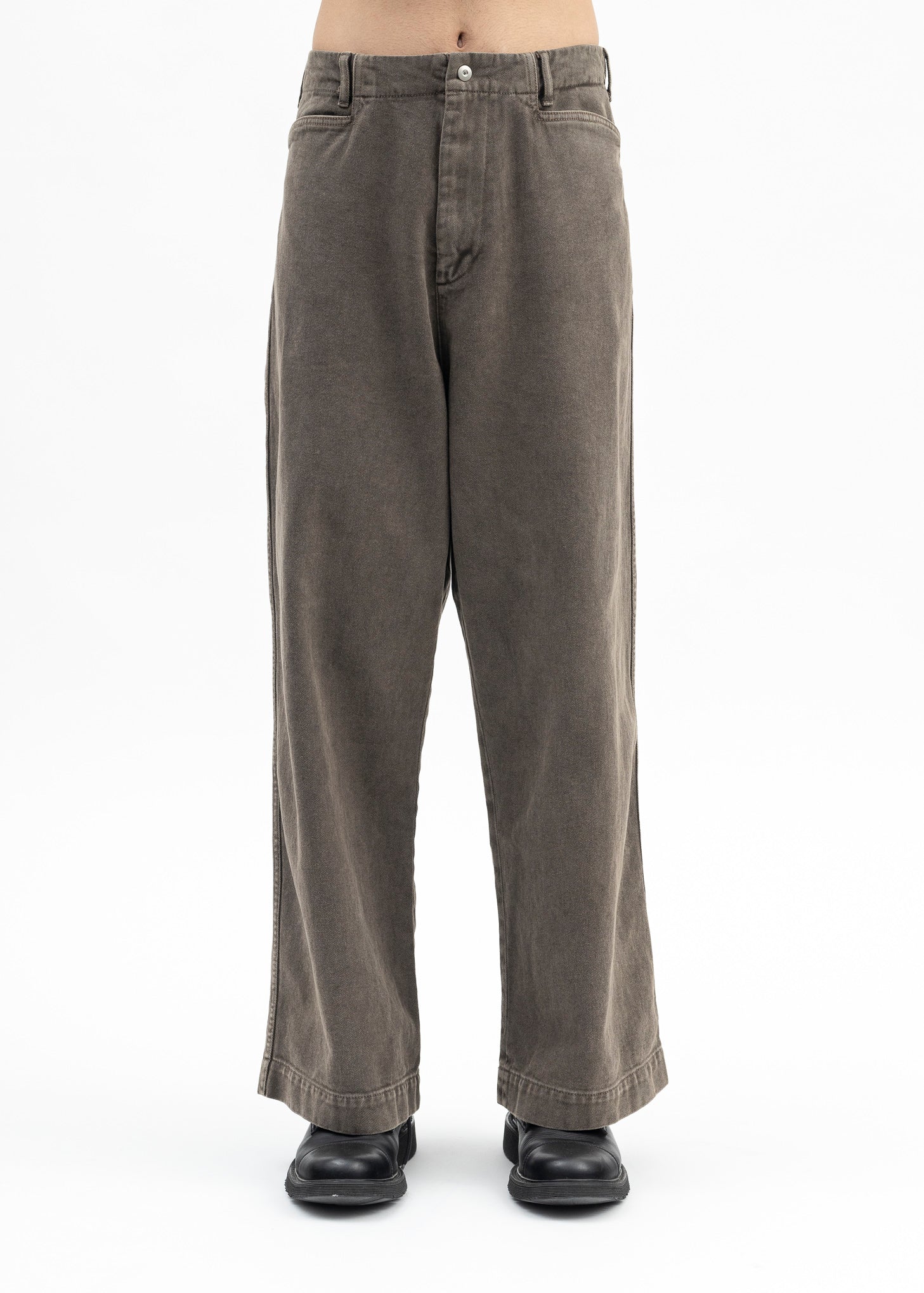 BROWN DYED DENIM TROTTI BAGGY TROUSERS