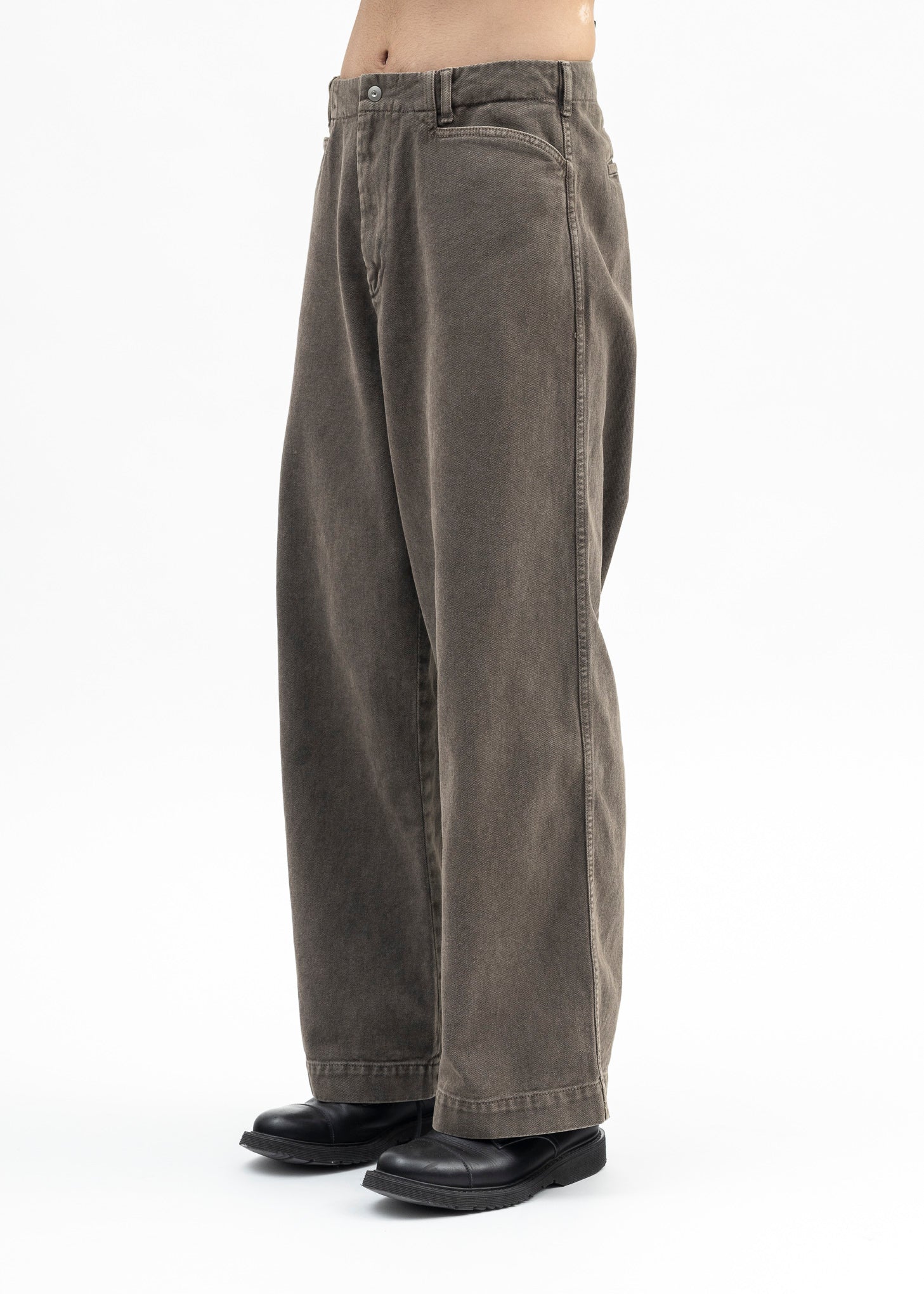 BROWN DYED DENIM TROTTI BAGGY TROUSERS - Image 2