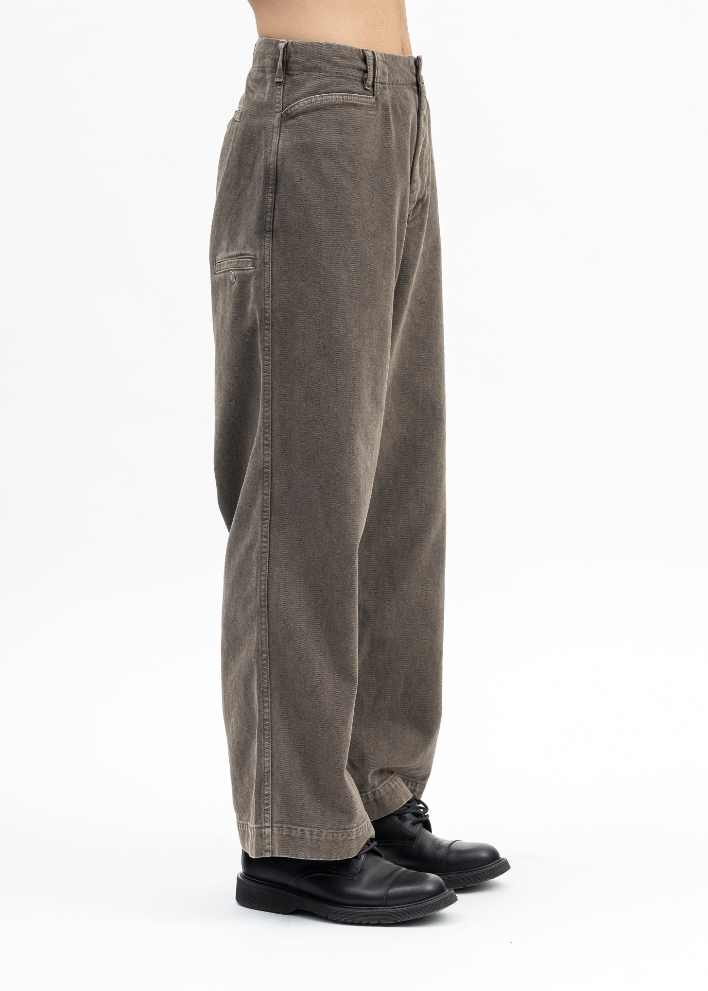 BROWN DYED DENIM TROTTI BAGGY TROUSERS - Image 4