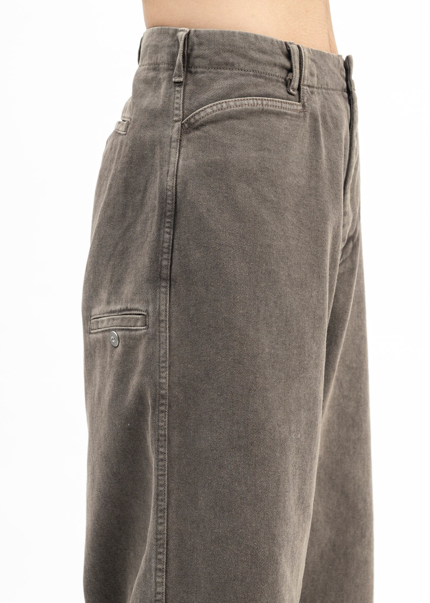 BROWN DYED DENIM TROTTI BAGGY TROUSERS - Image 5