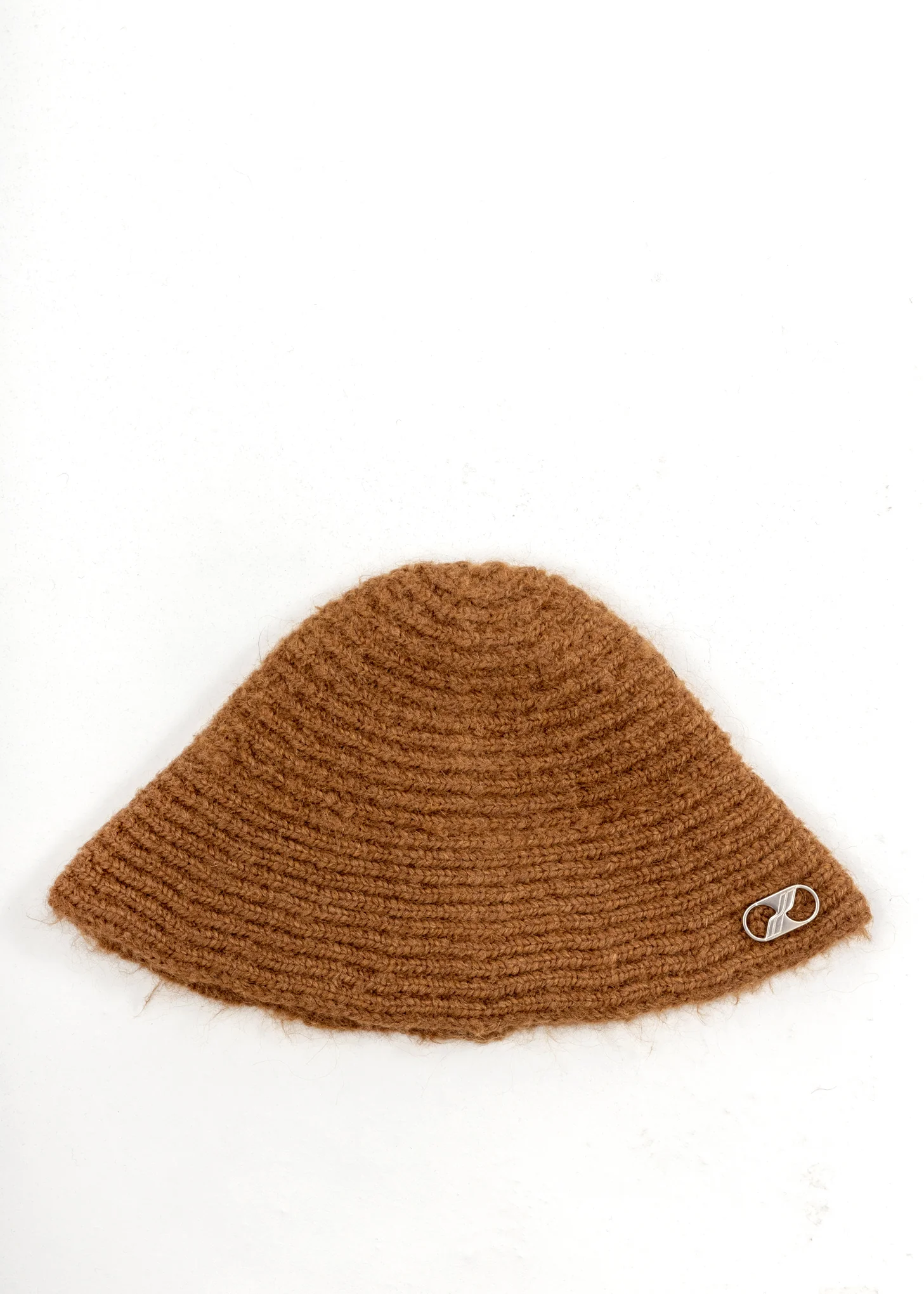 Brown Embroidered Metal Logo Narrow Bucket Hat