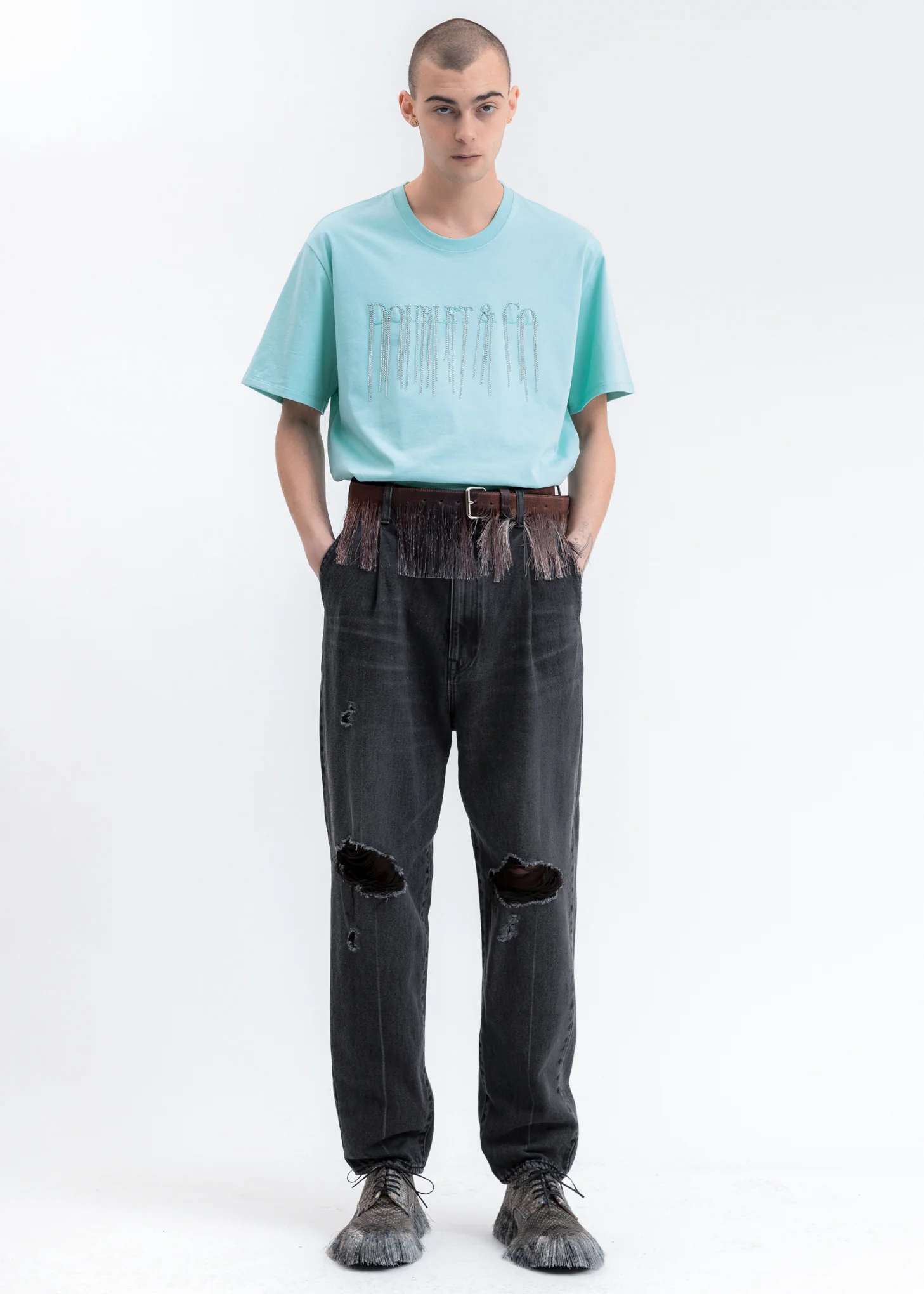 Brown Fringe Embroidery Belt - Image 3