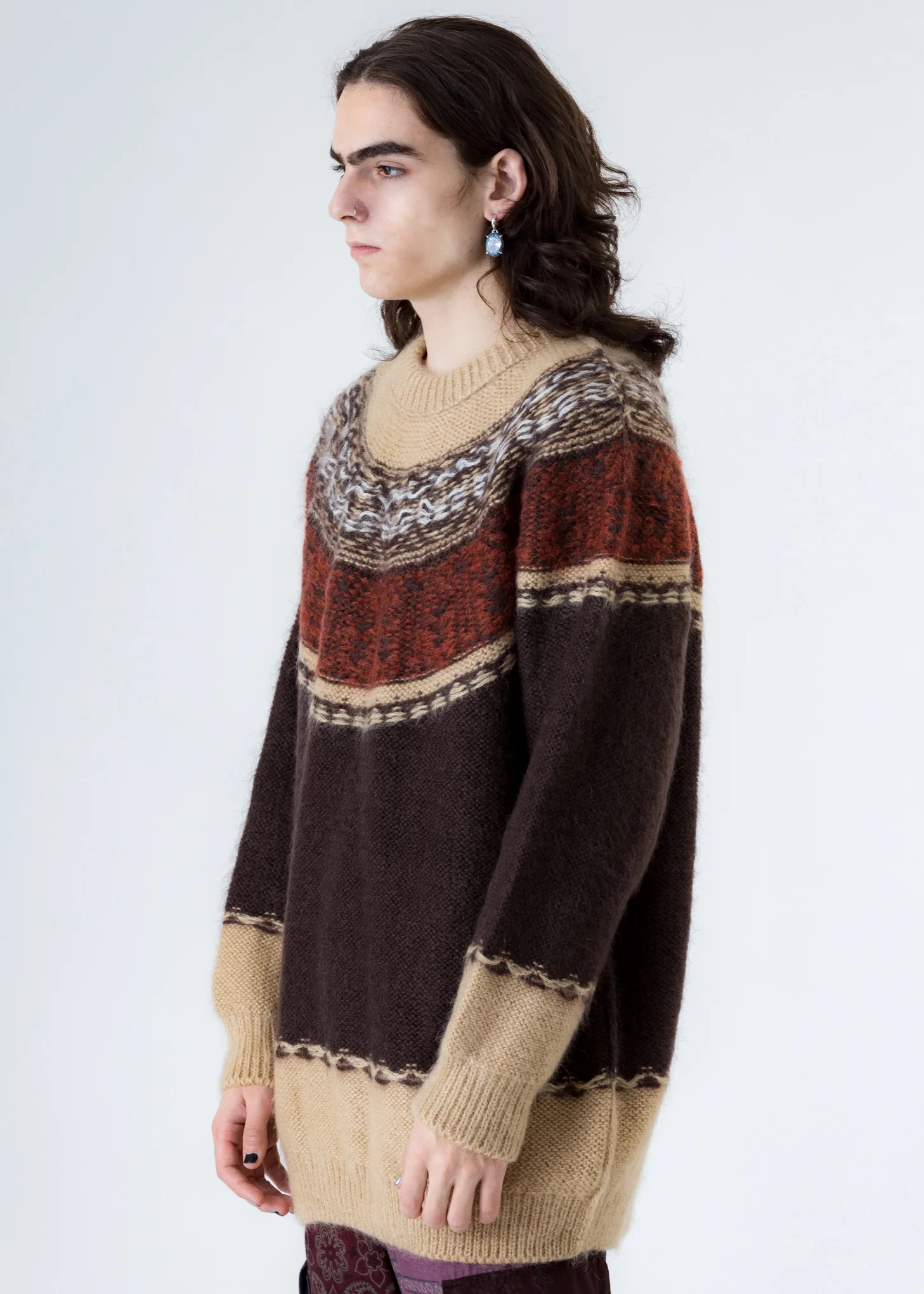 Brown Greetek Inside Out Reversible Mohair Hand Knit - Image 2