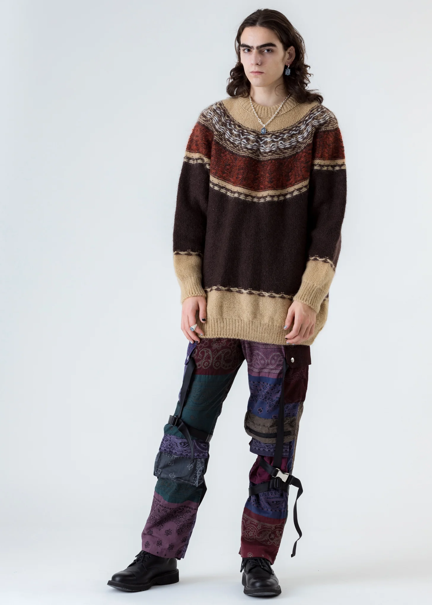 Brown Greetek Inside Out Reversible Mohair Hand Knit - Image 6
