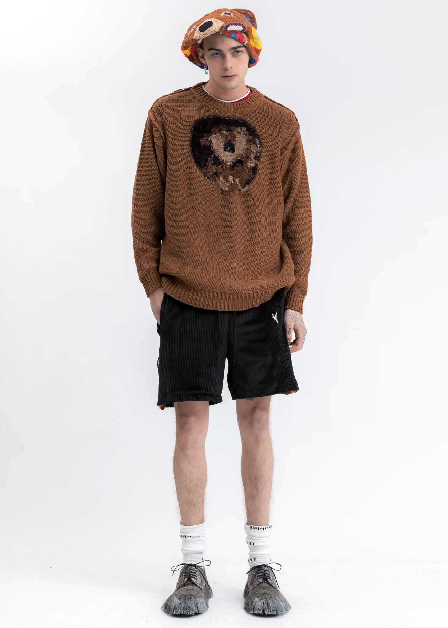 Brown Hand Crochet Bear Beanie - Image 9
