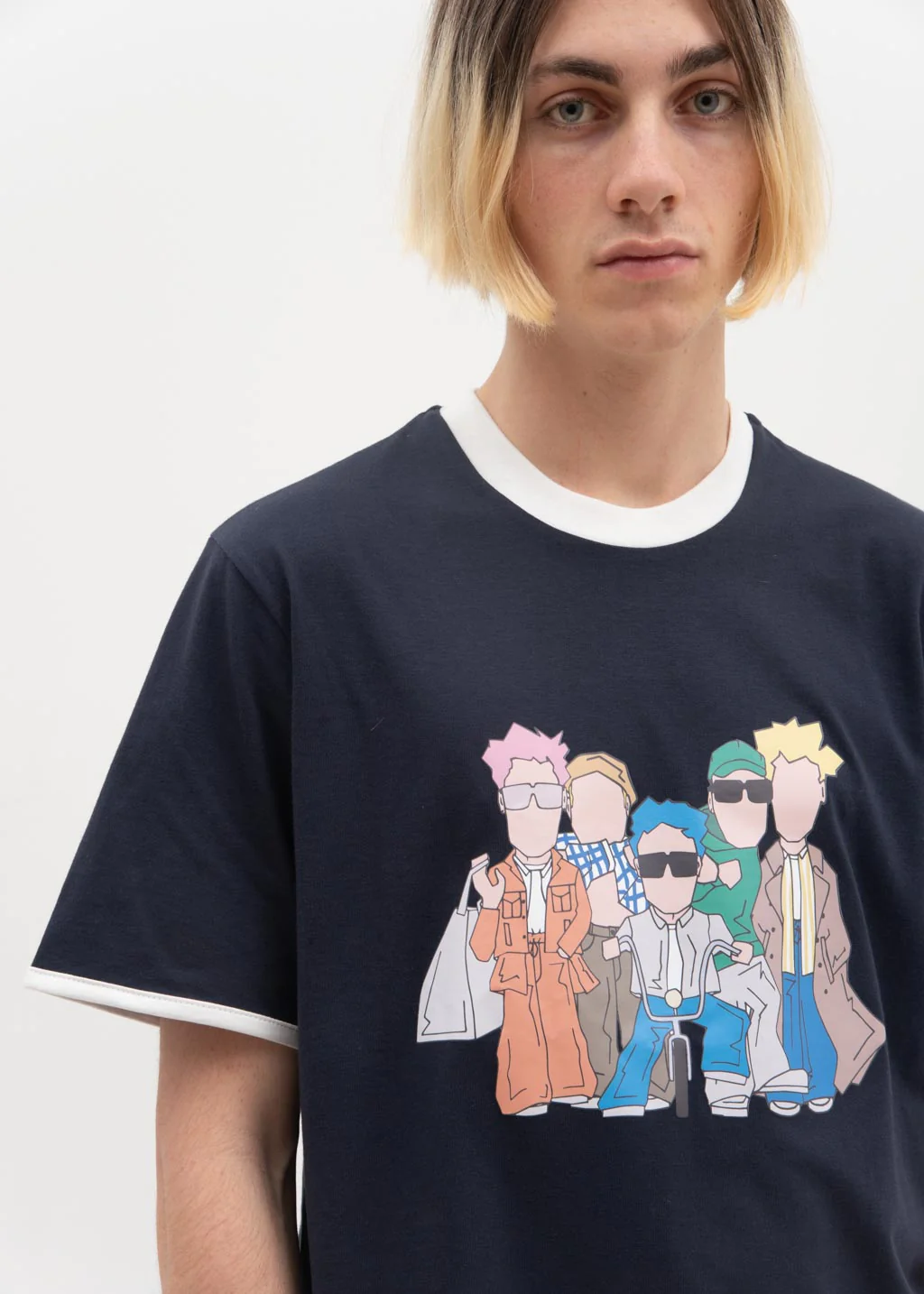 Navy Hem T-Shirt with Print - Image 4