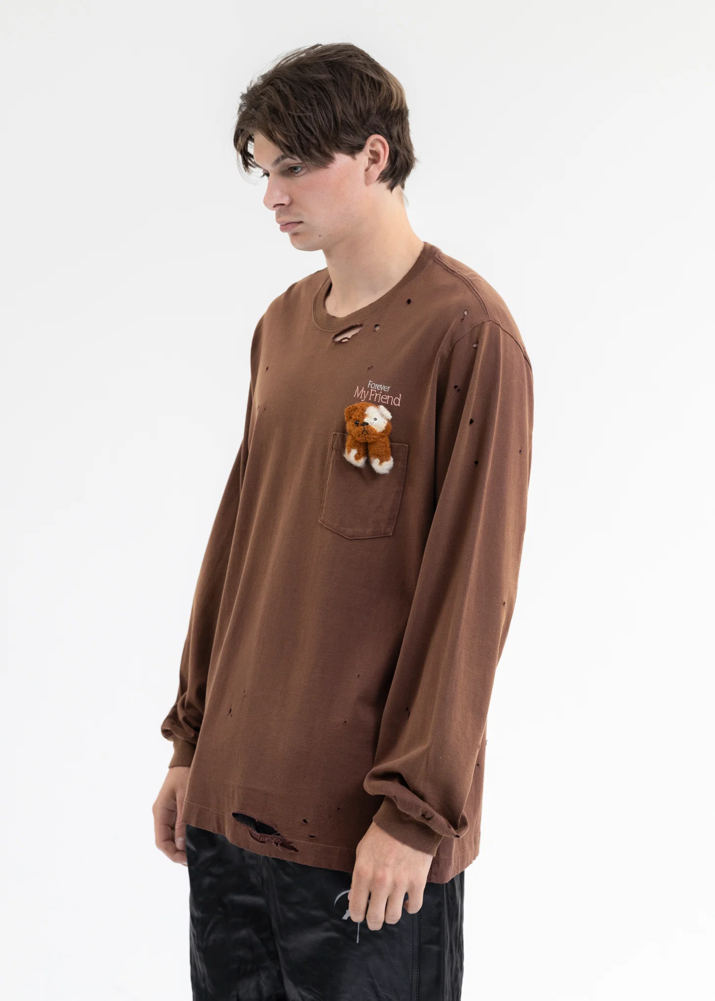 BROWN LONG SLEEVE T-SHIRT WITH MY FRIEND - Image 3