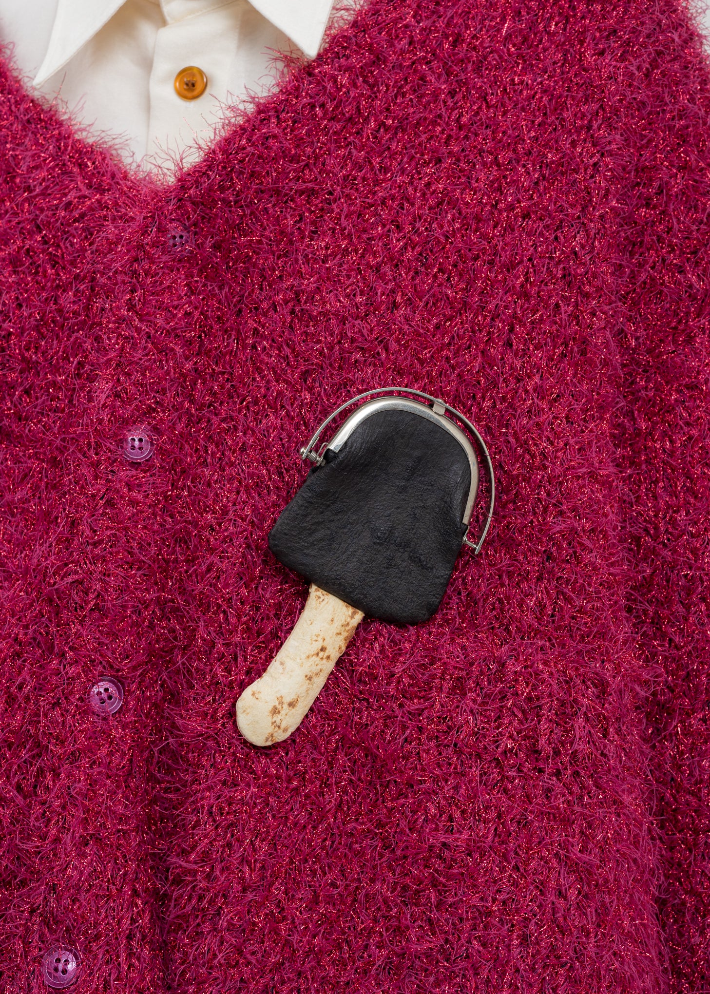 Brown MUSHROOM LEATHER MINI Brooch