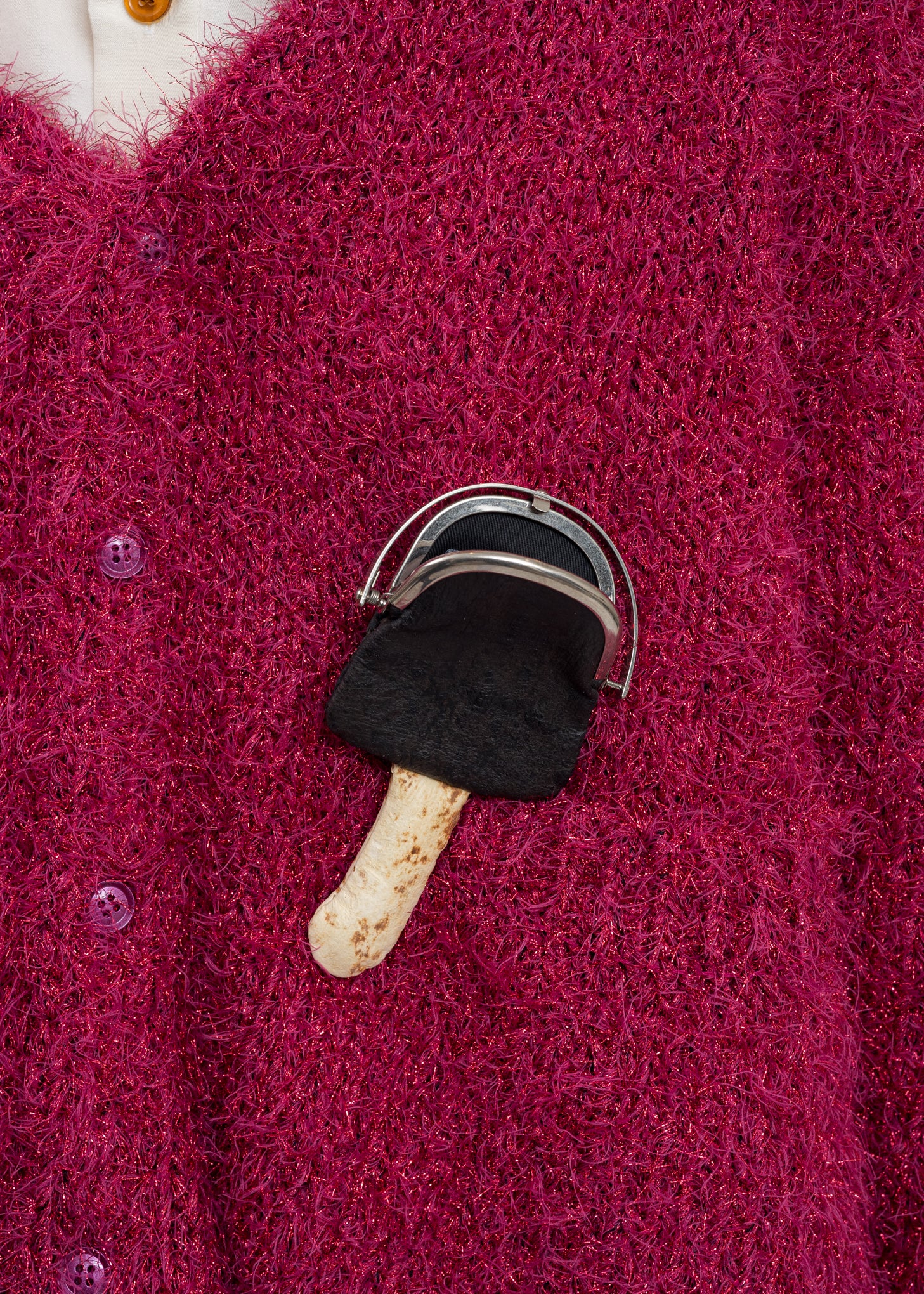 Brown MUSHROOM LEATHER MINI Brooch - Image 2
