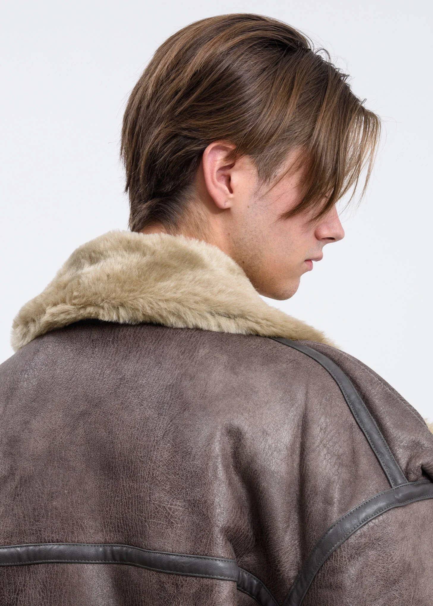 Brown Shearling Pop-Up Coat - Image 5