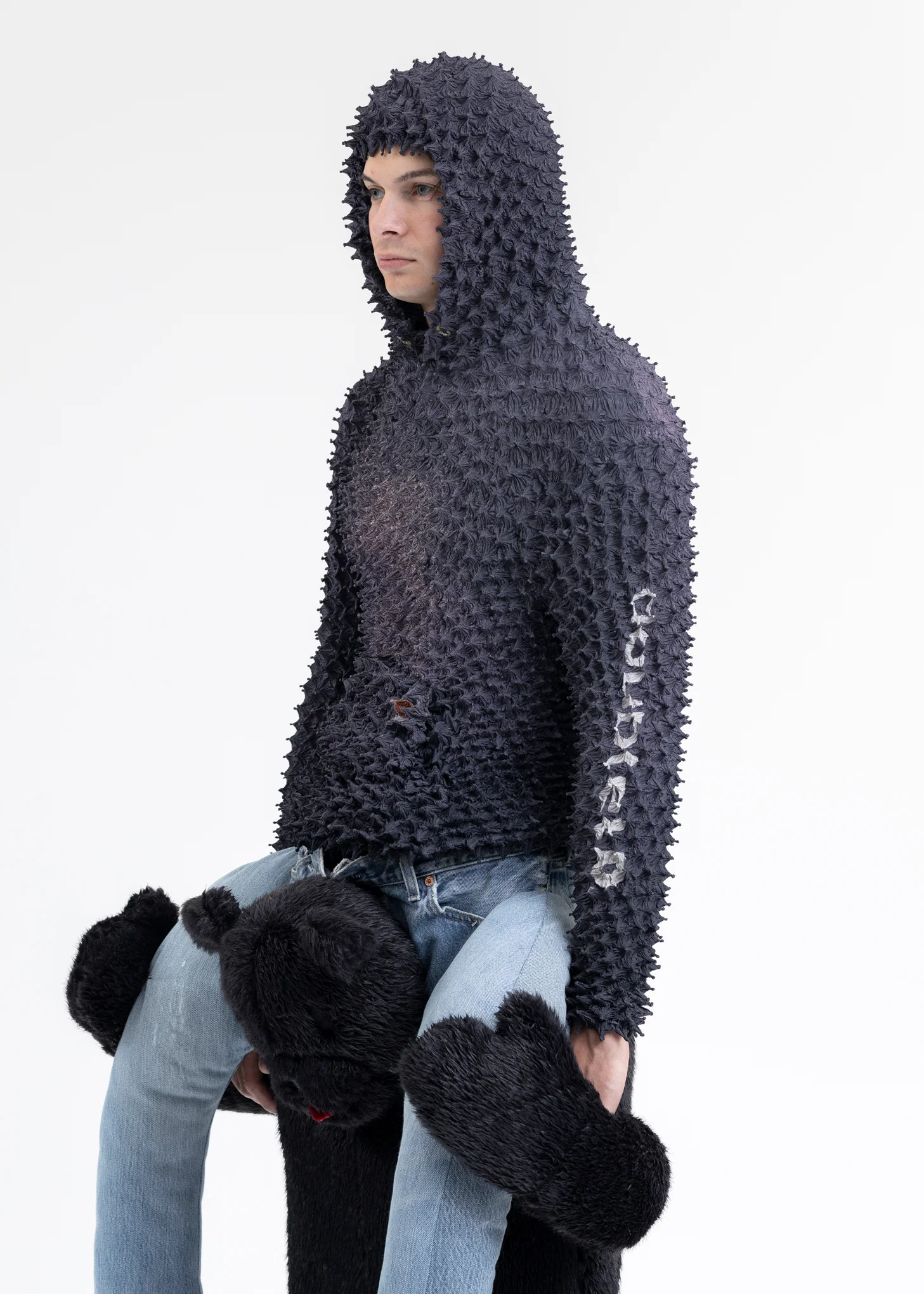 BROWN "SHIBORI" OVERSIZED HOODIE - Image 3