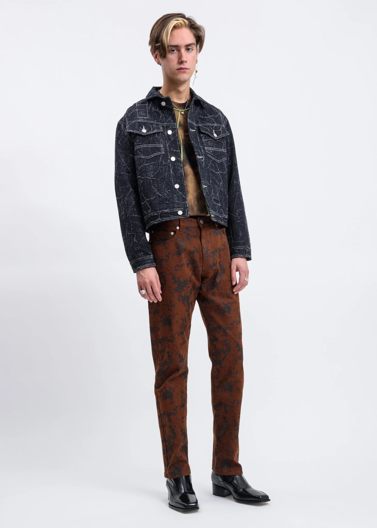 Brown Tie Dye Raz Knitted T-Shirt - Image 6