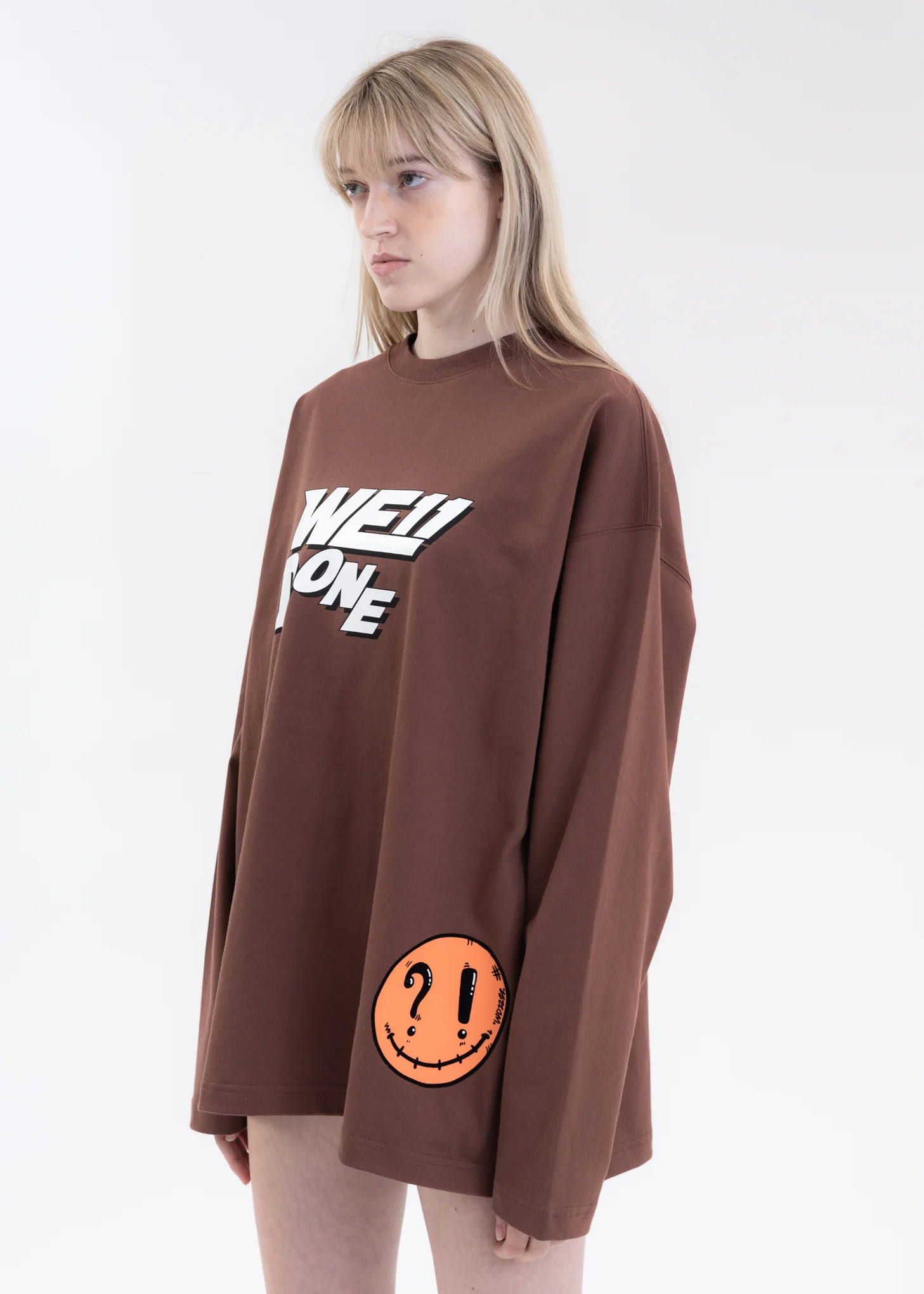 BROWN WE11DONE SIMPLE LOGO LONG-SLEEVED T-SHIRT - Image 2