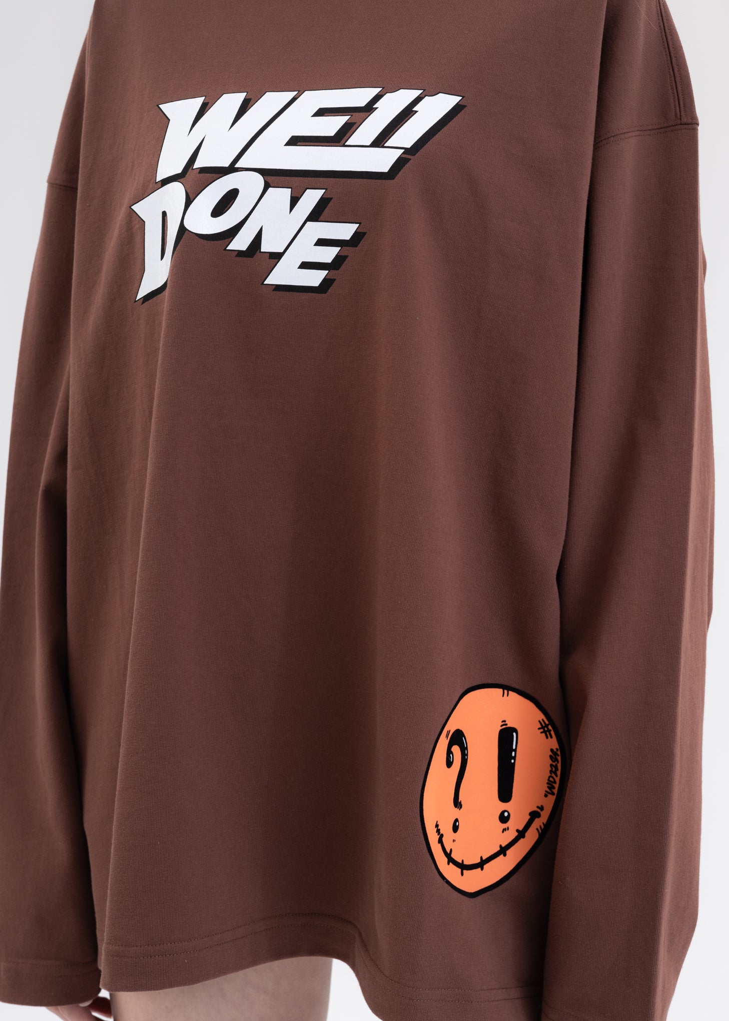 BROWN WE11DONE SIMPLE LOGO LONG-SLEEVED T-SHIRT - Image 4
