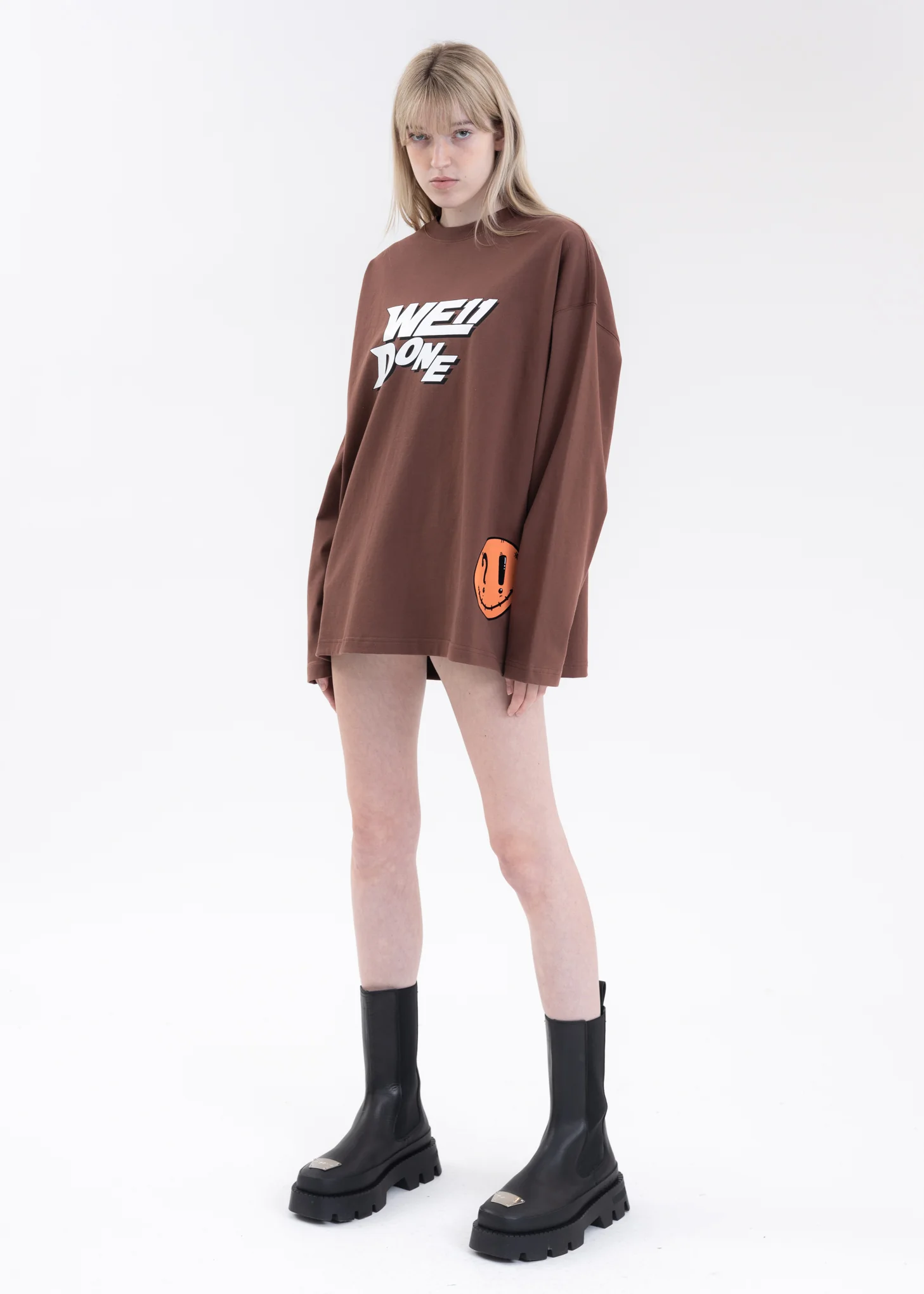 BROWN WE11DONE SIMPLE LOGO LONG-SLEEVED T-SHIRT - Image 5