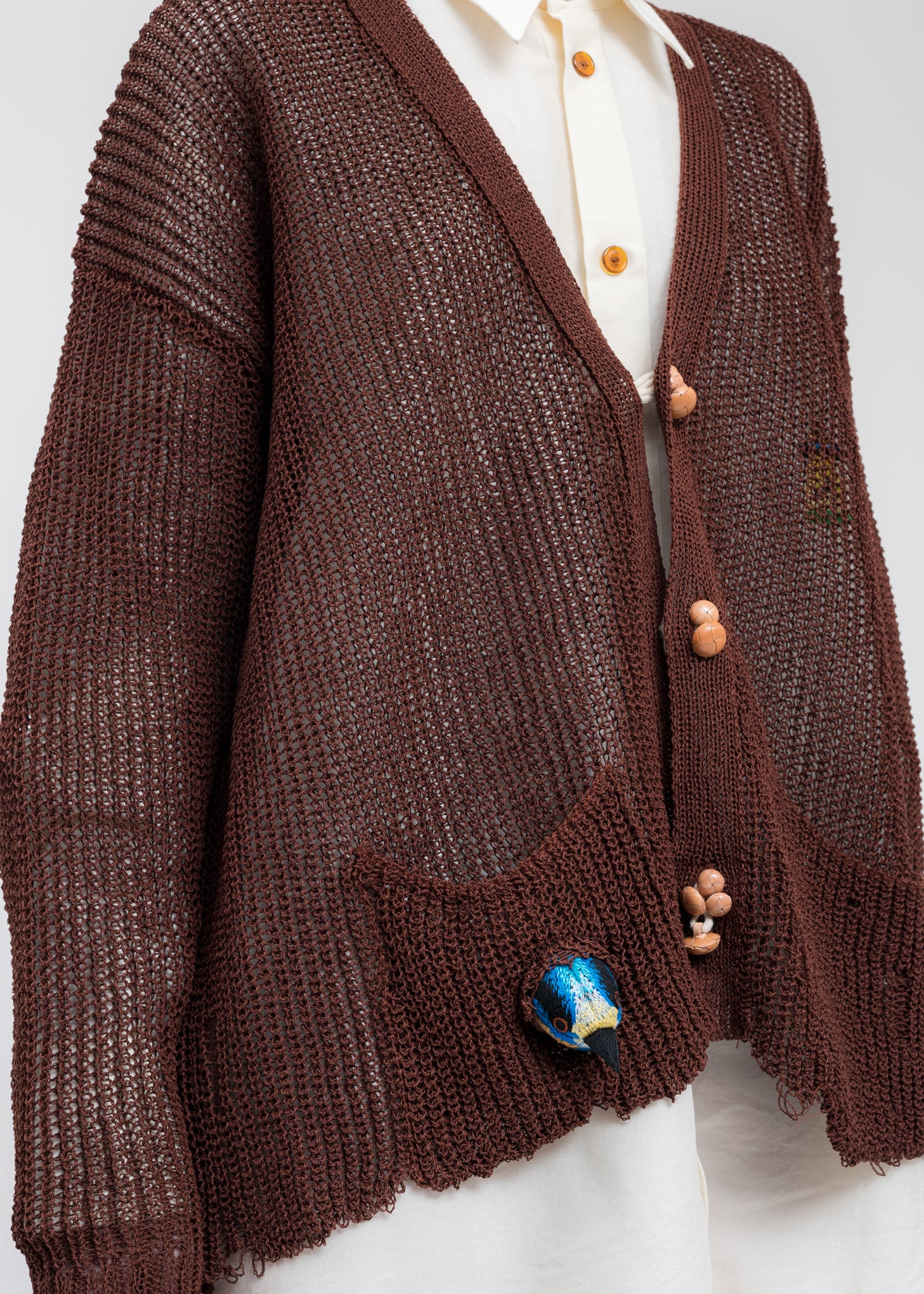 Brown WOOD YARN Cardigan - Image 2