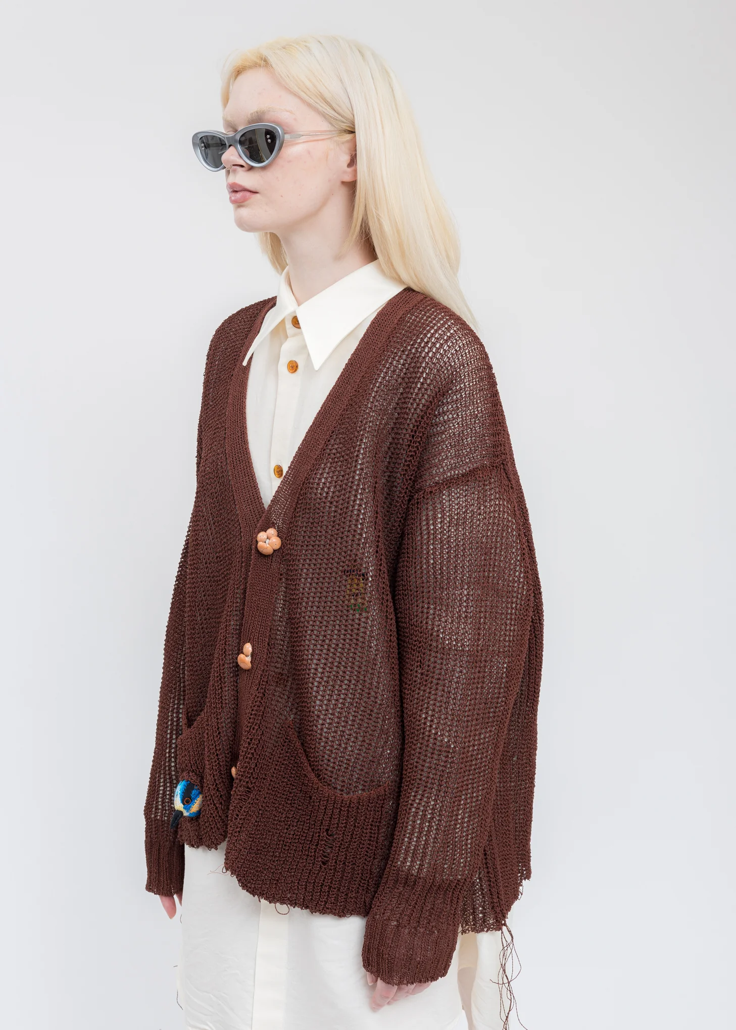 Brown WOOD YARN Cardigan - Image 3