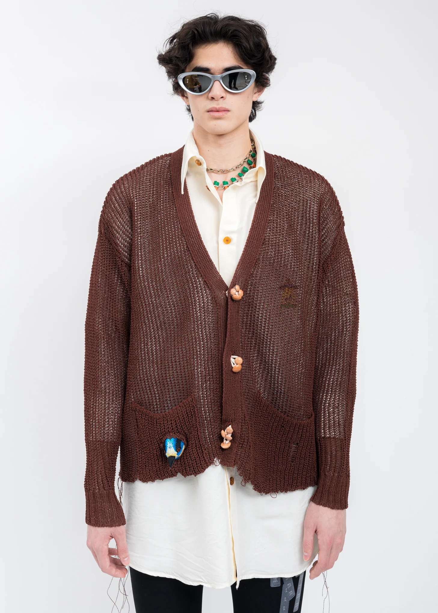 Brown WOOD YARN Cardigan