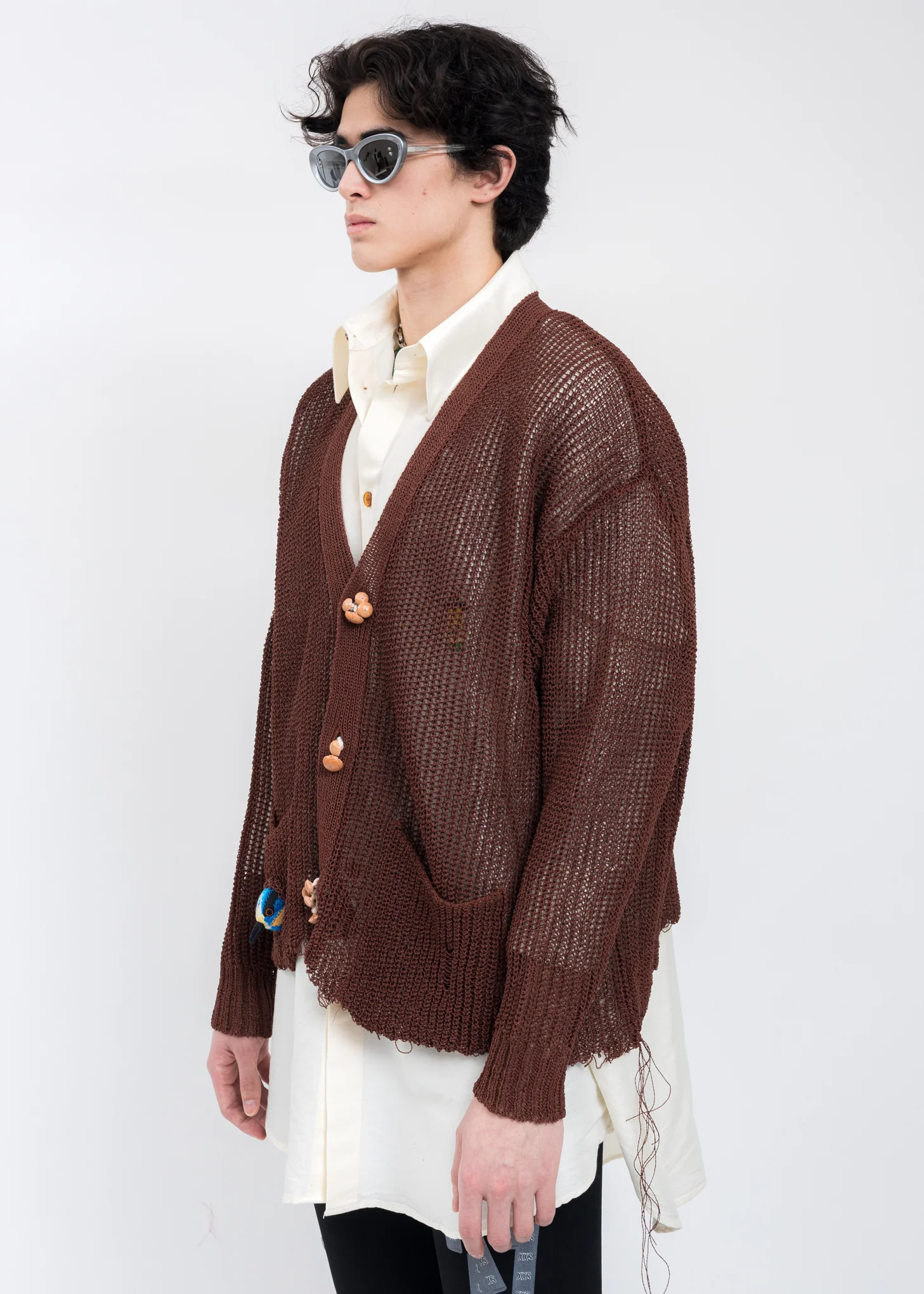 Brown WOOD YARN Cardigan - Image 3