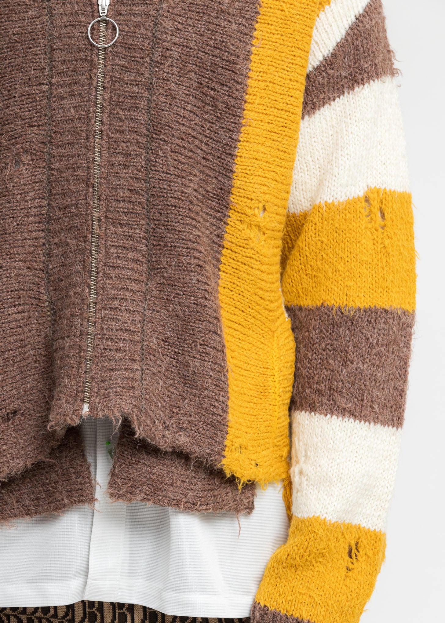 Yellow Zip Up Stripe Cardigan - Image 6