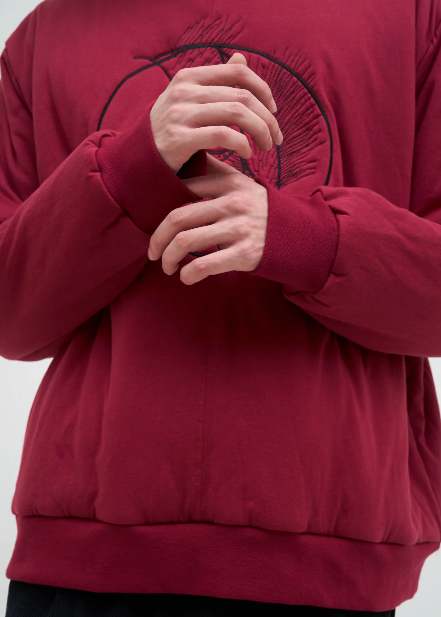 Burgundy Padded Totenfliege Crewneck - Image 6