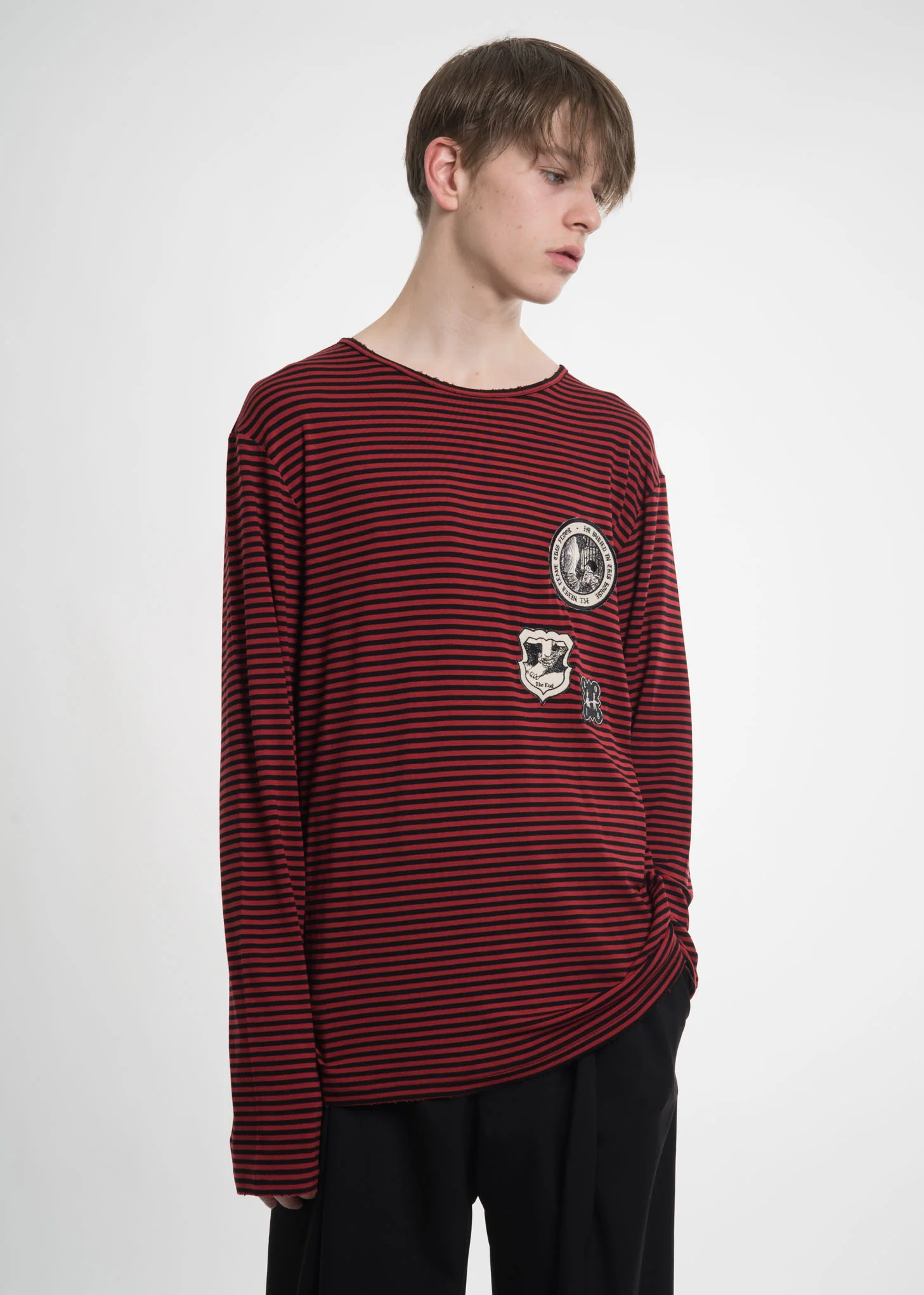 Burgundy Striped L/S T-Shirt