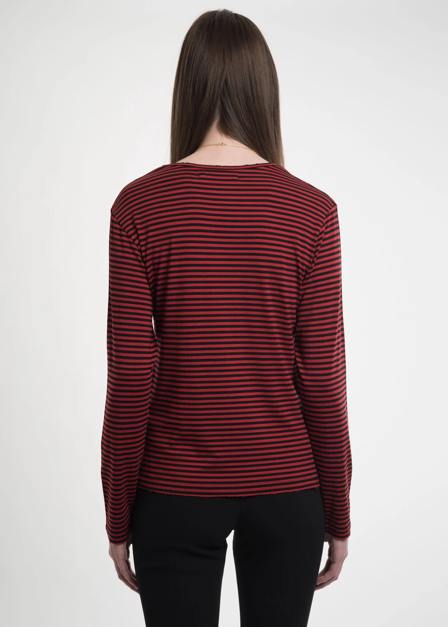 Burgundy Striped L/S T-Shirt - Image 4