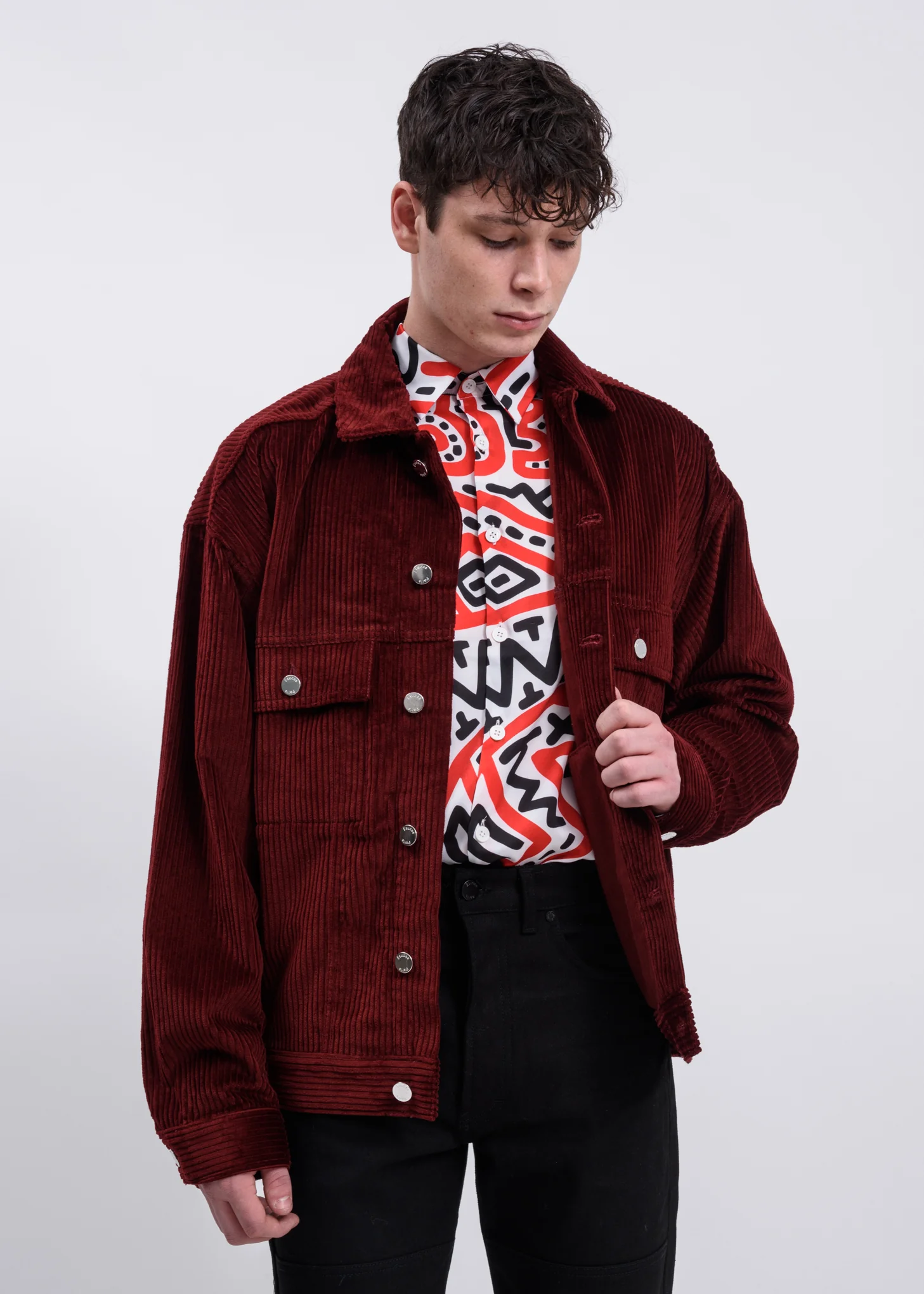 Burgundy Vertige Corduroy Jacket - Image 4
