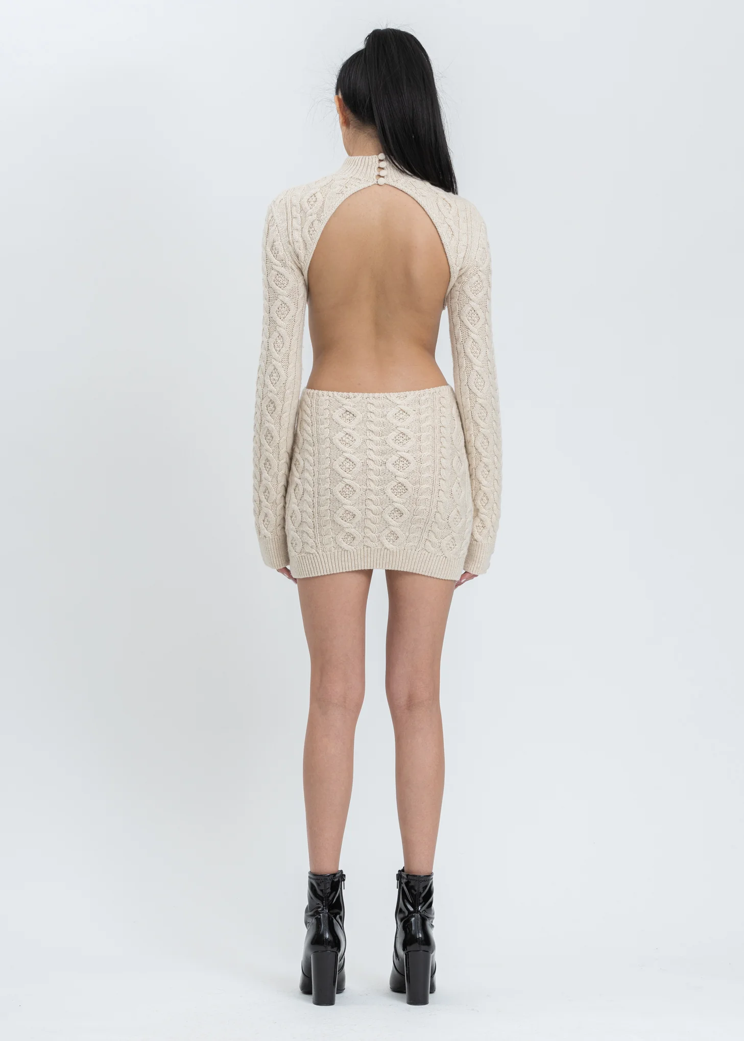 Cable Knit Backless Turtleneck Dress - Image 4
