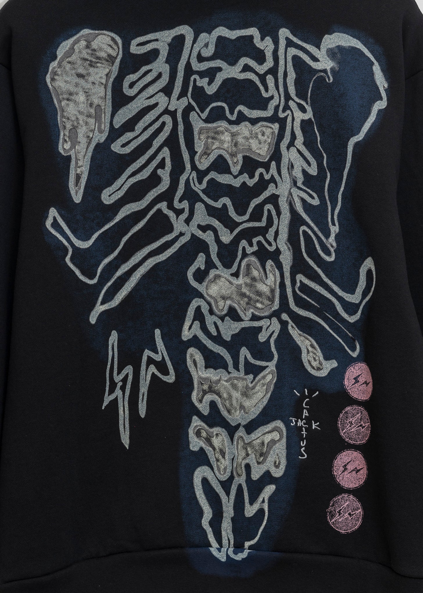 Cactus Jack by Travis Scott For Fragment Skeleton Graffiti Full Zip Hoodie 'Black' - Image 5