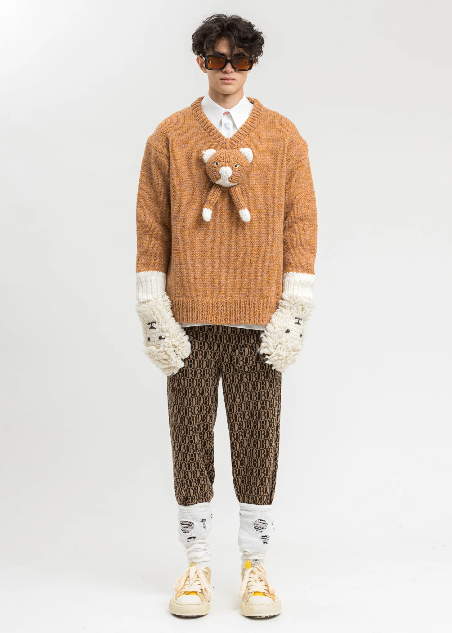 Camel Stuffed Cat Hand-Knitting Pullover - Image 6